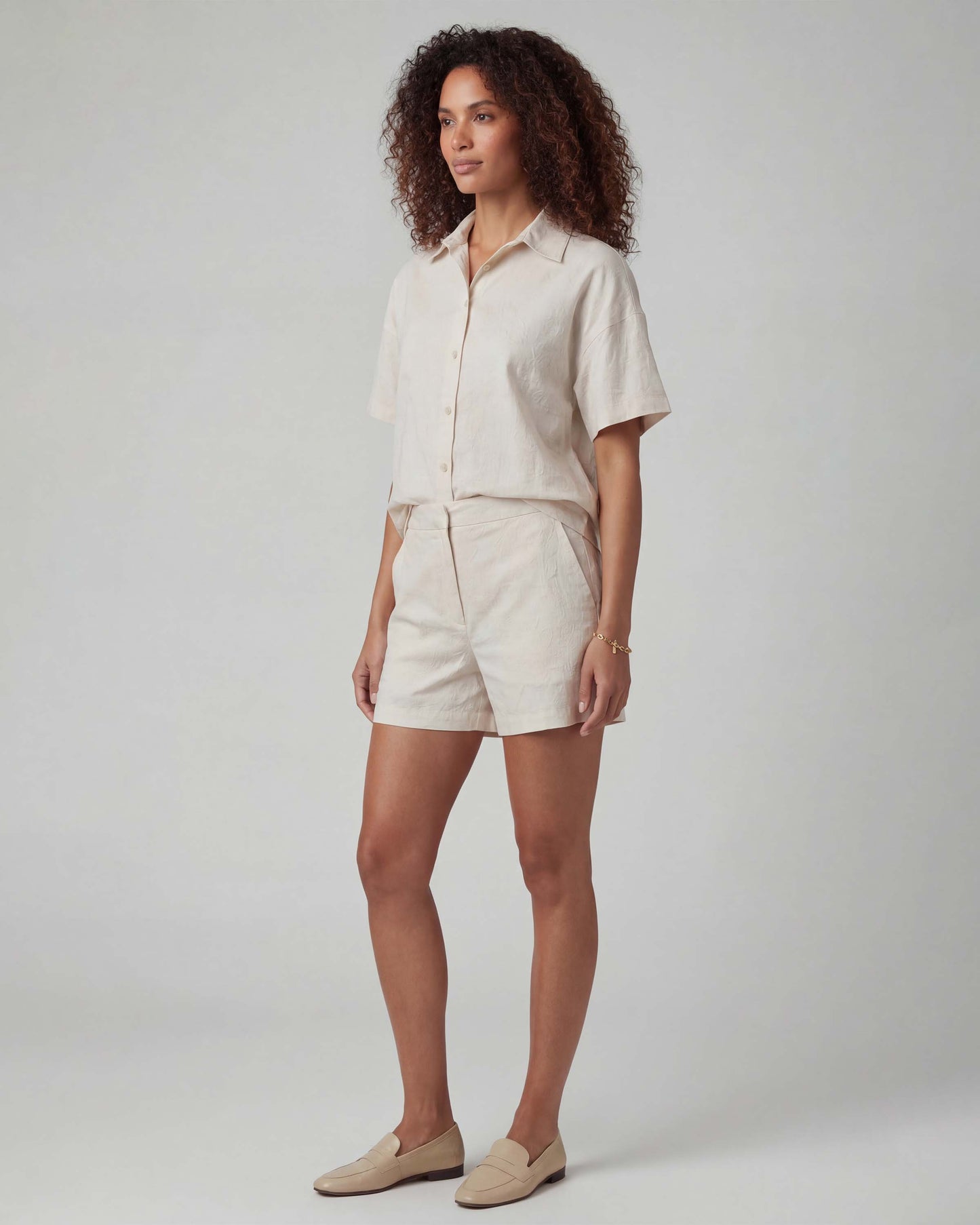 FREDA PAISLEY EXPLOSION IVORY WOMENS TAILORED SHORT