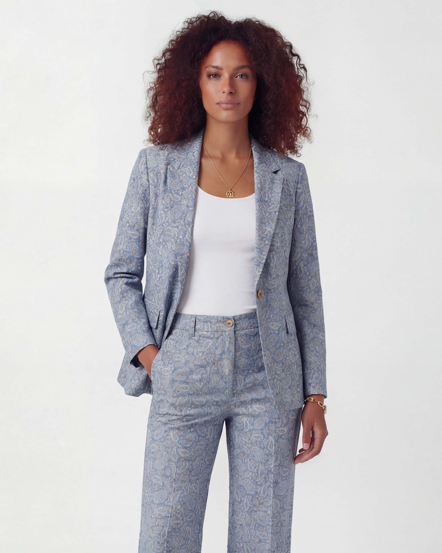 JANE PAISLEY PILE NATURAL WOMENS TAILORED BLAZER