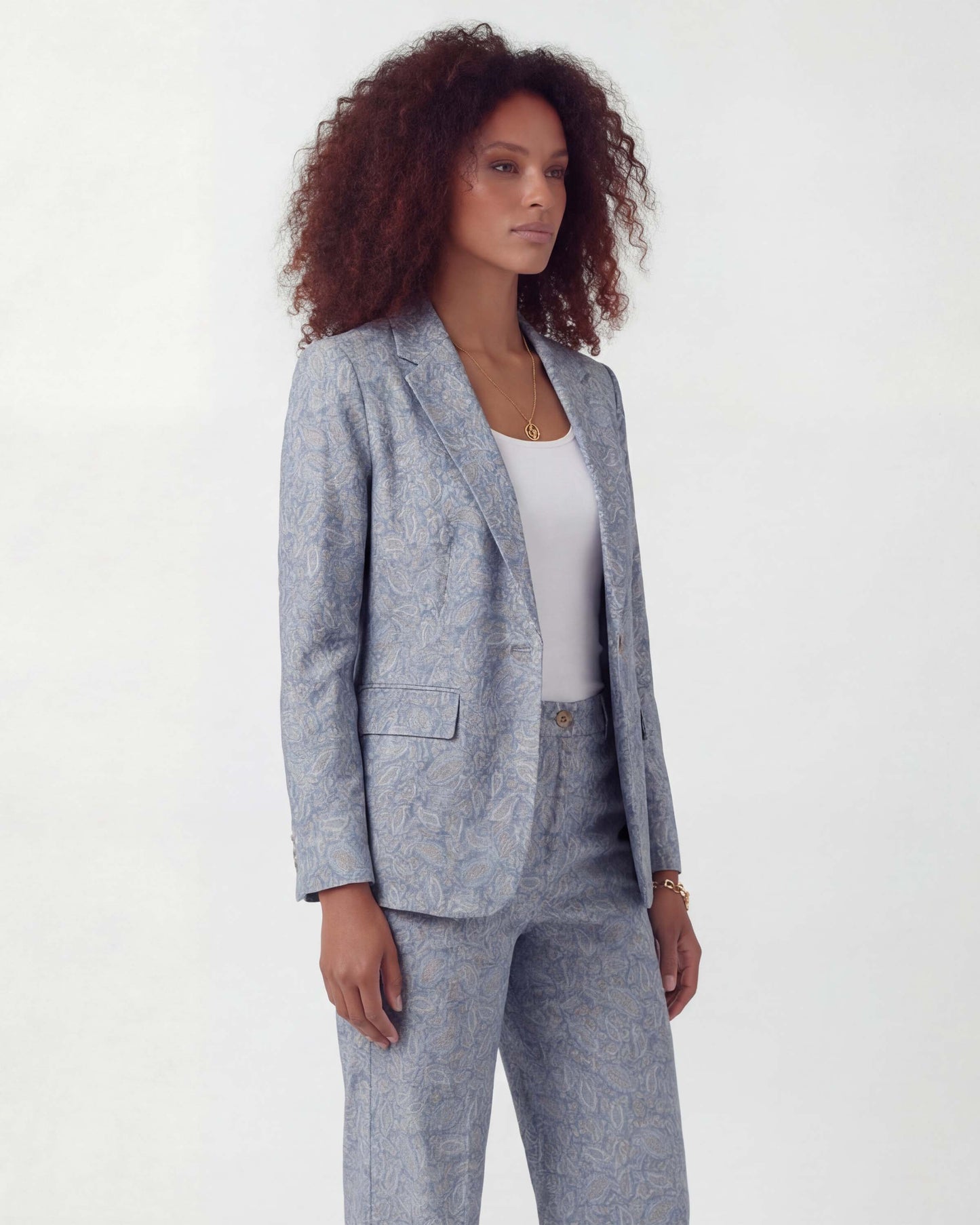 JANE PAISLEY PILE NATURAL WOMENS TAILORED BLAZER