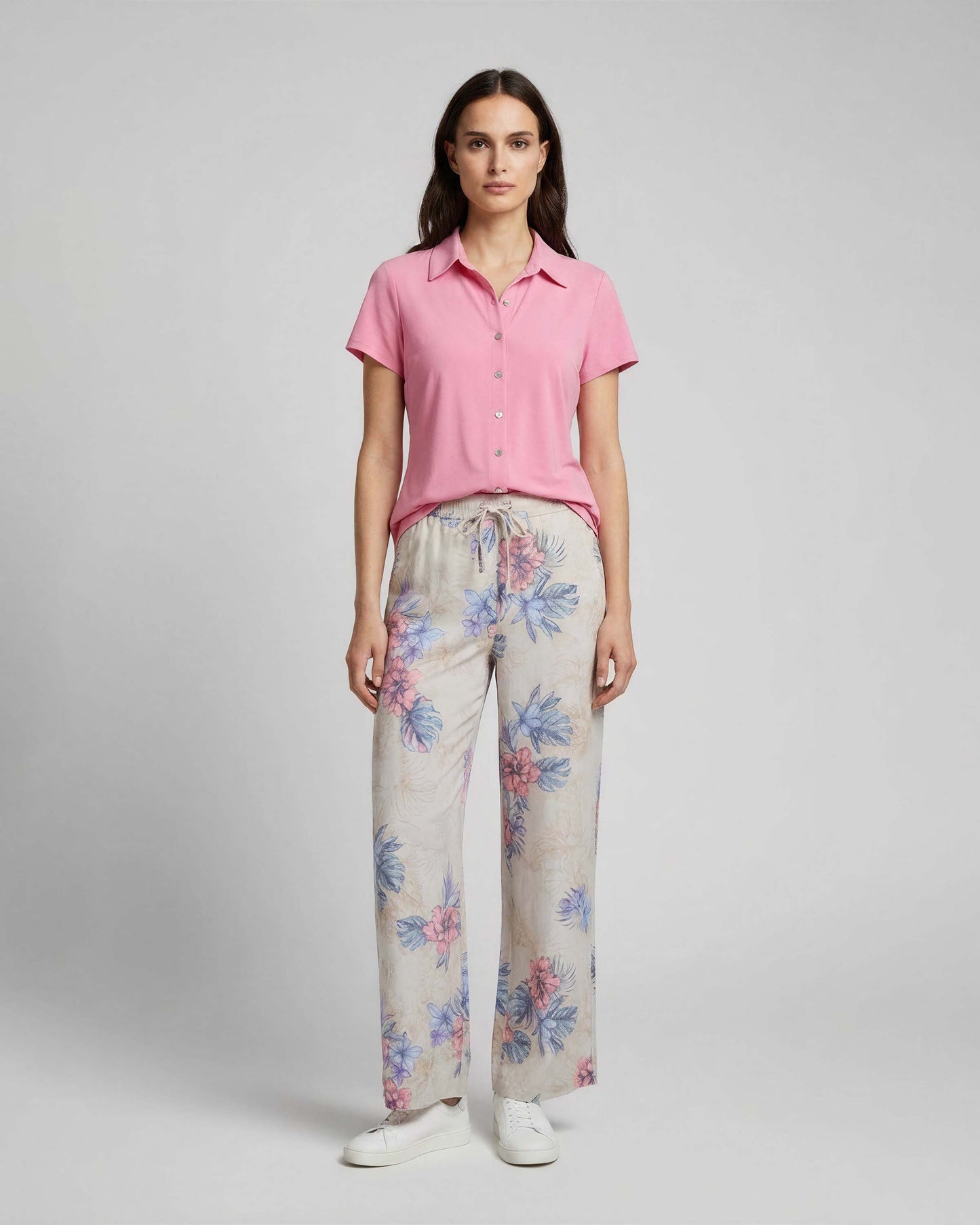 LILLIAN EXOTIC FLORAL NATURAL WOMENS WIDE-LEG PANT