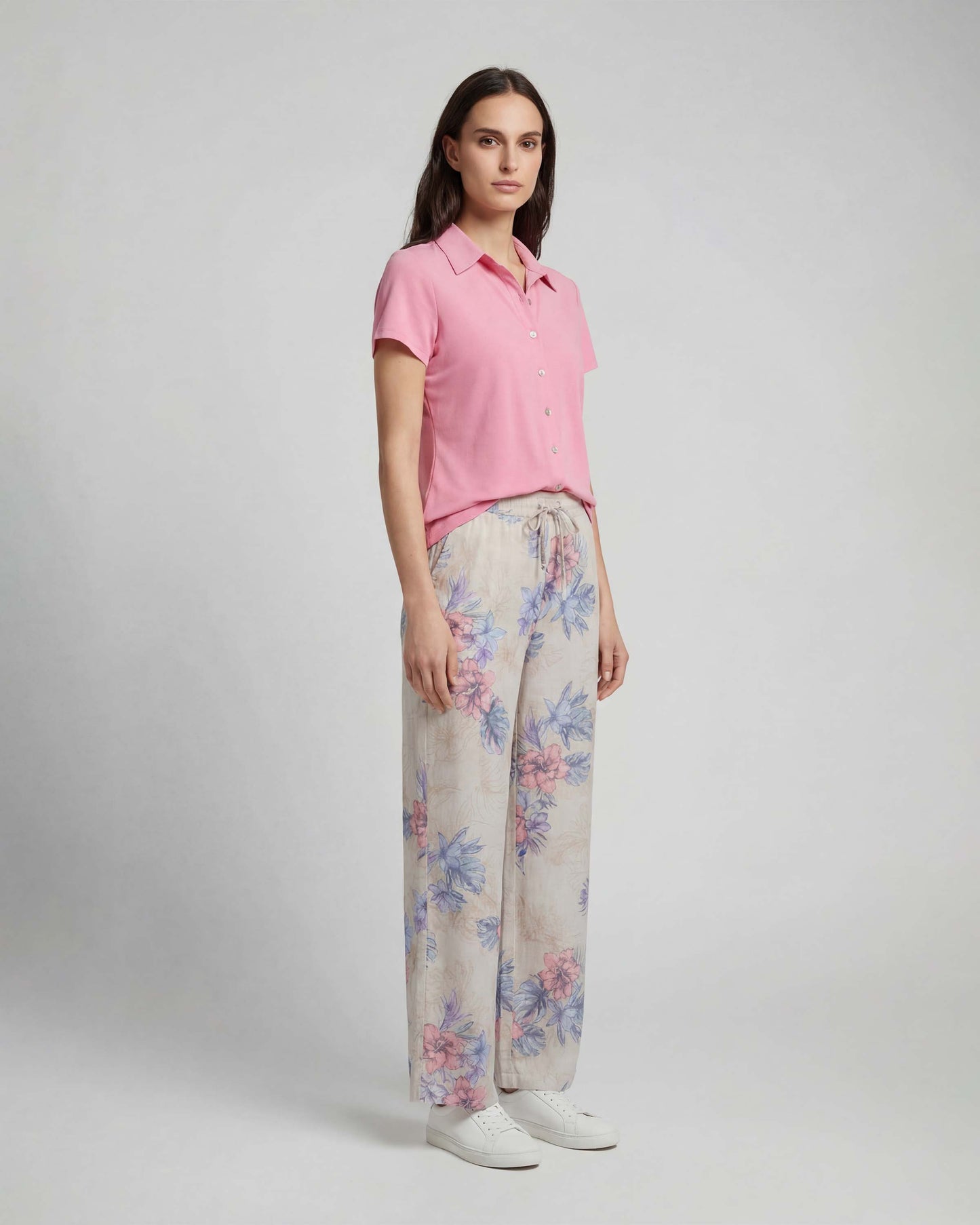 LILLIAN EXOTIC FLORAL NATURAL WOMENS WIDE-LEG PANT