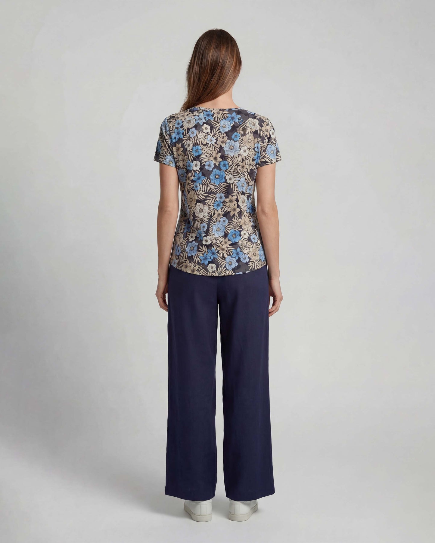 LILLIAN NAVY WOMENS WIDE-LEG PANT