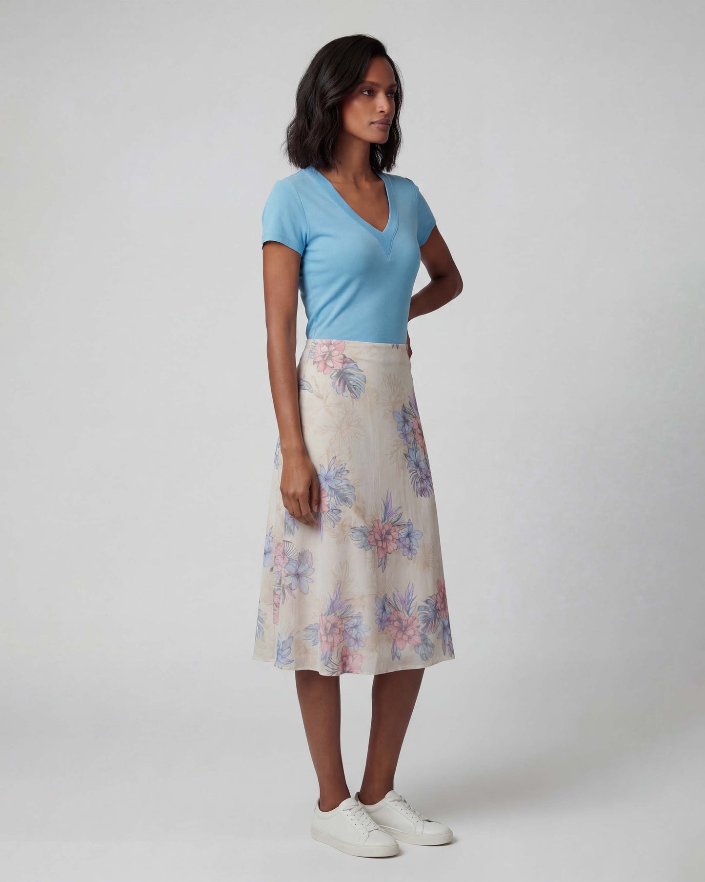 MARNI EXOTIC FLORAL NATURAL WOMENS MIDI SKIRT