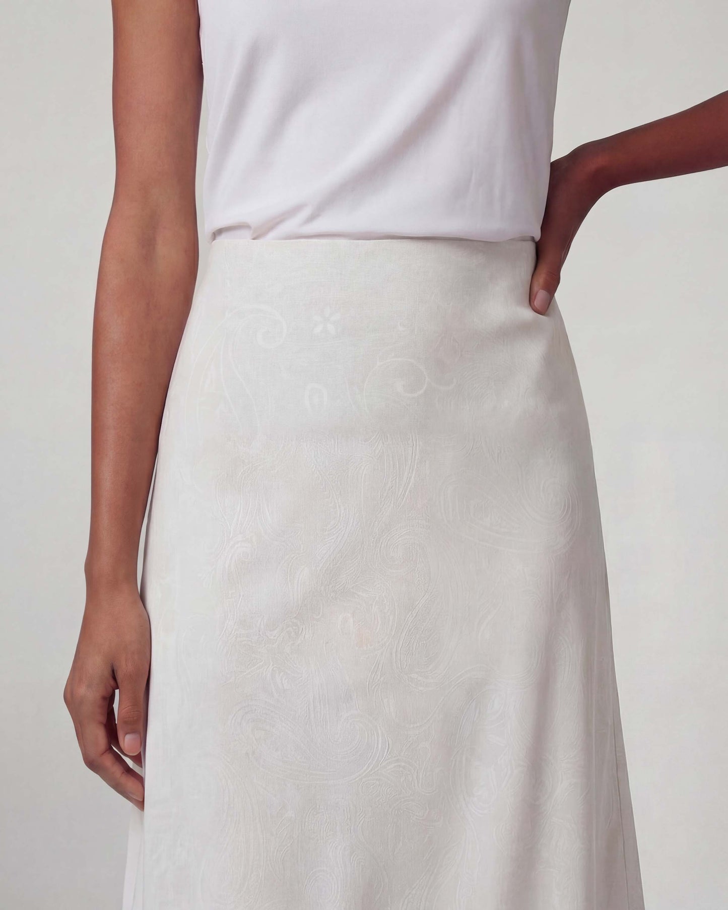MARNI PAISLEY EXPLOSION IVORY WOMENS MIDI SKIRT