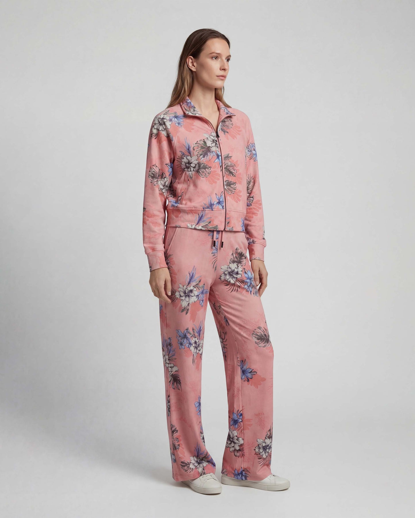 SANCHEZ EXOTIC FLORAL CORAL WOMENS WIDE-LEG PANT