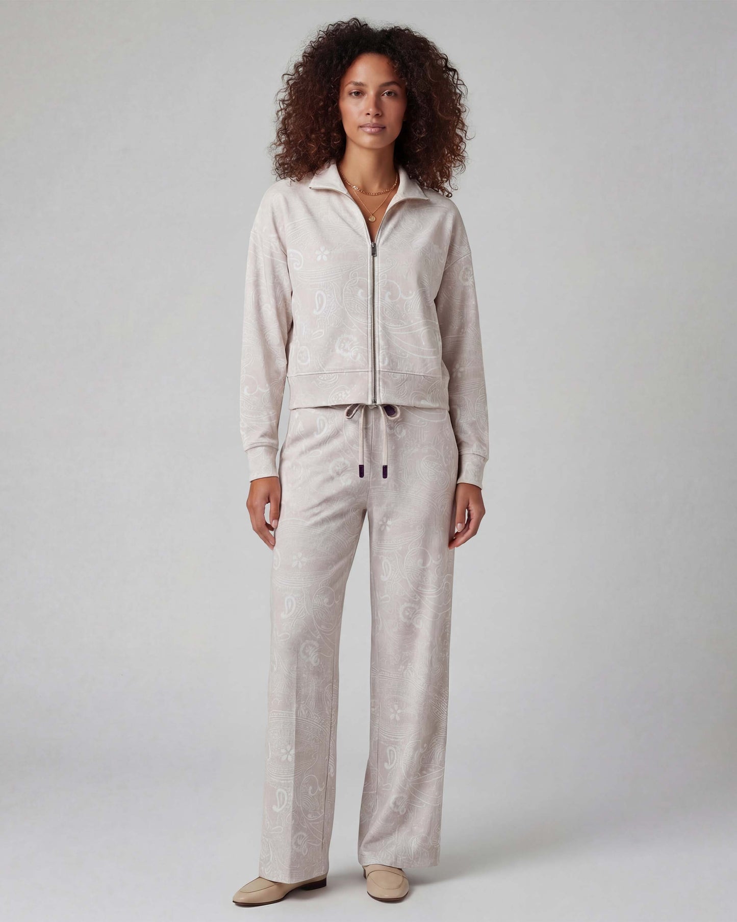 SANCHEZ PAISLEY EXPLOSION IVORY WOMENS WIDE-LEG PANT