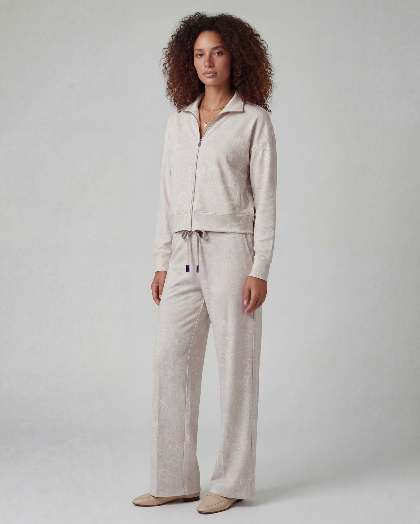 SANCHEZ PAISLEY EXPLOSION IVORY WOMENS WIDE-LEG PANT