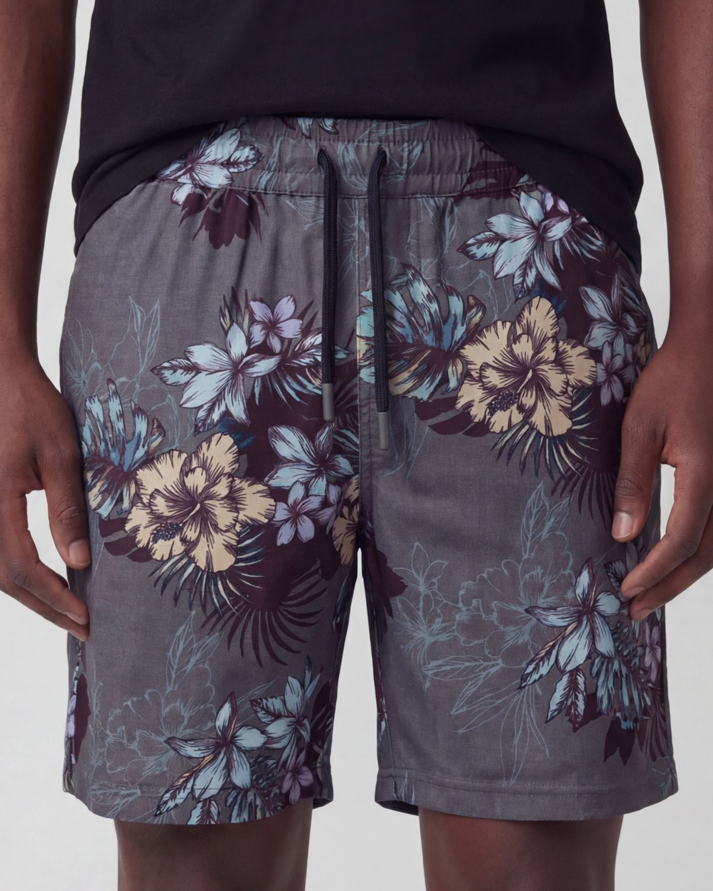 SILUS EXOTIC FLORAL BLACK MENS LOUNGE SHORT