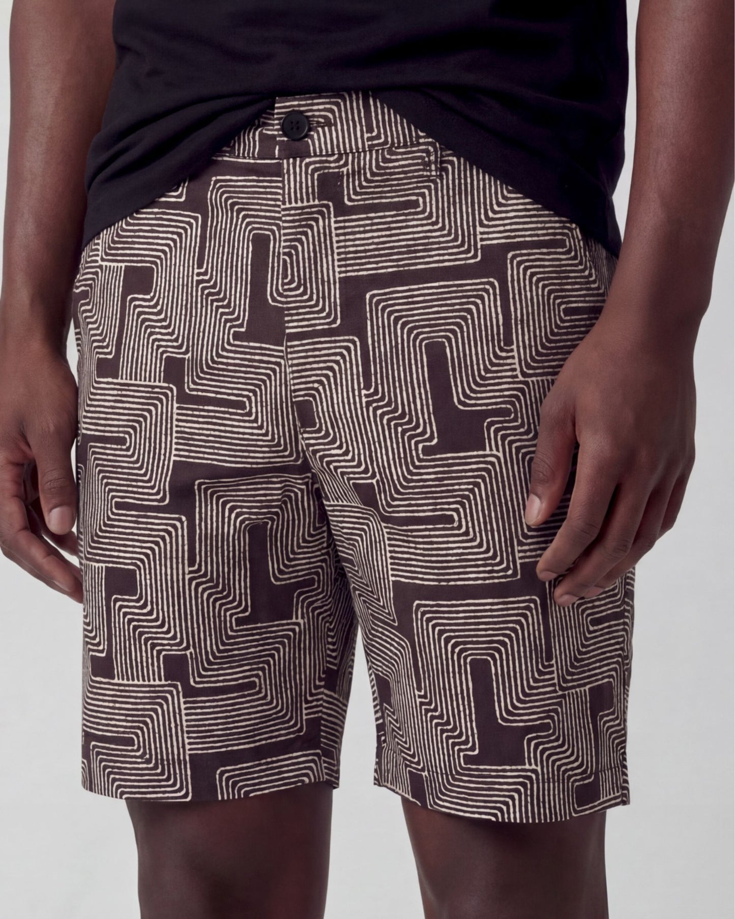EDWARD INTER TWINE BLACK MENS FLAT FRONT SHORT