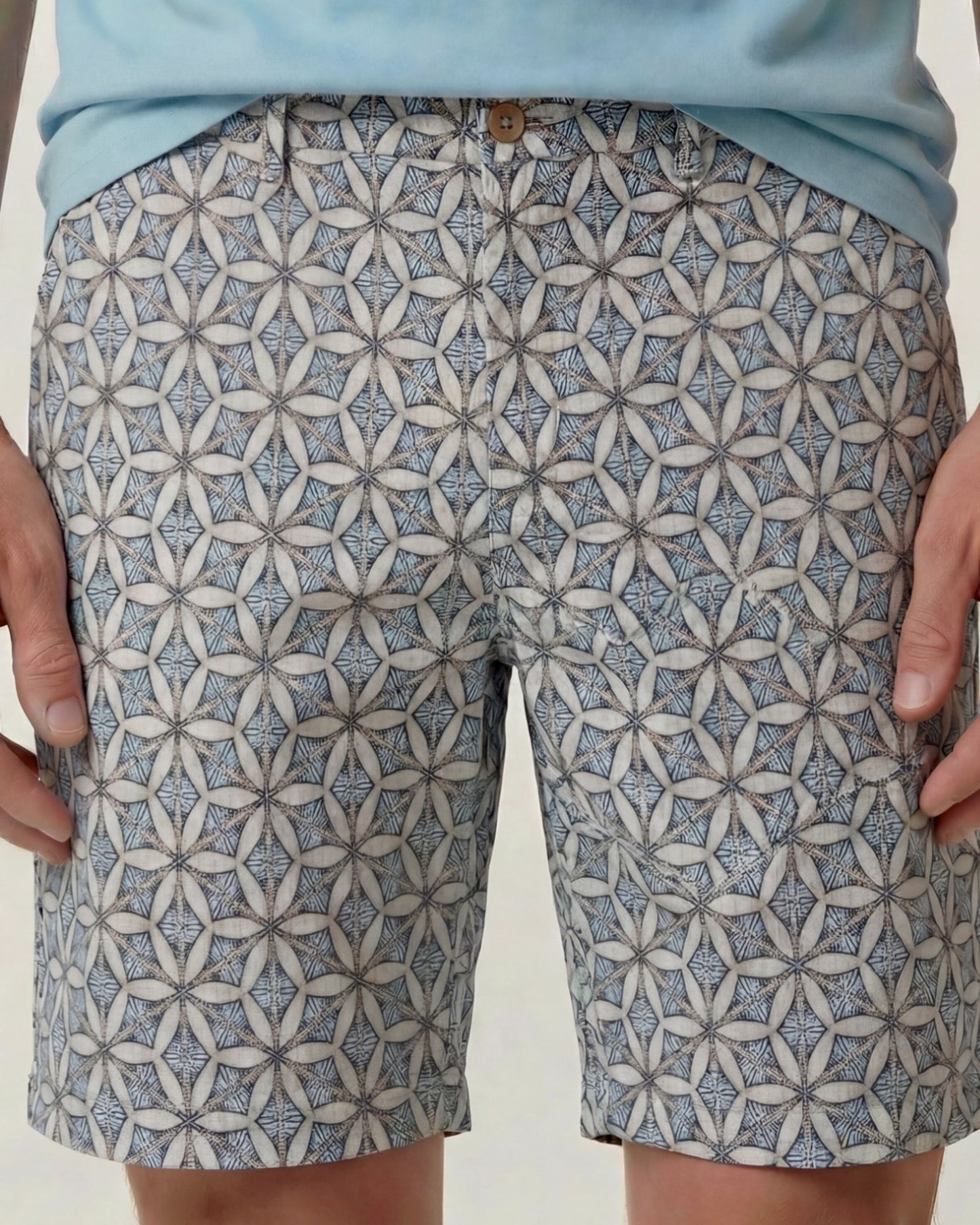 EDWARD TRIBAL NATURAL MENS FLAT FRONT SHORT