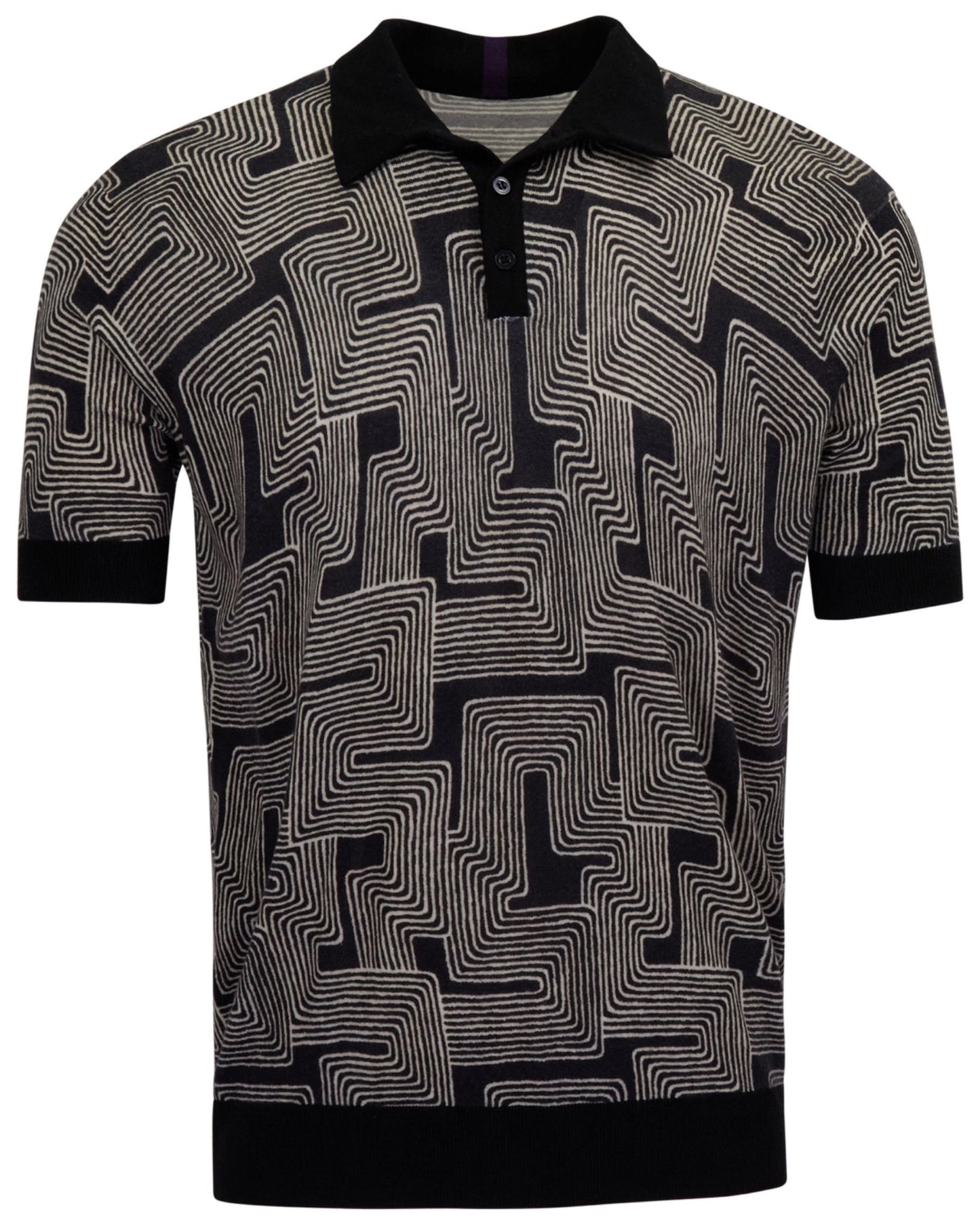 PILGRIM INTER TWINE BLACK MENS MERINO SILK CASHMERE POLO