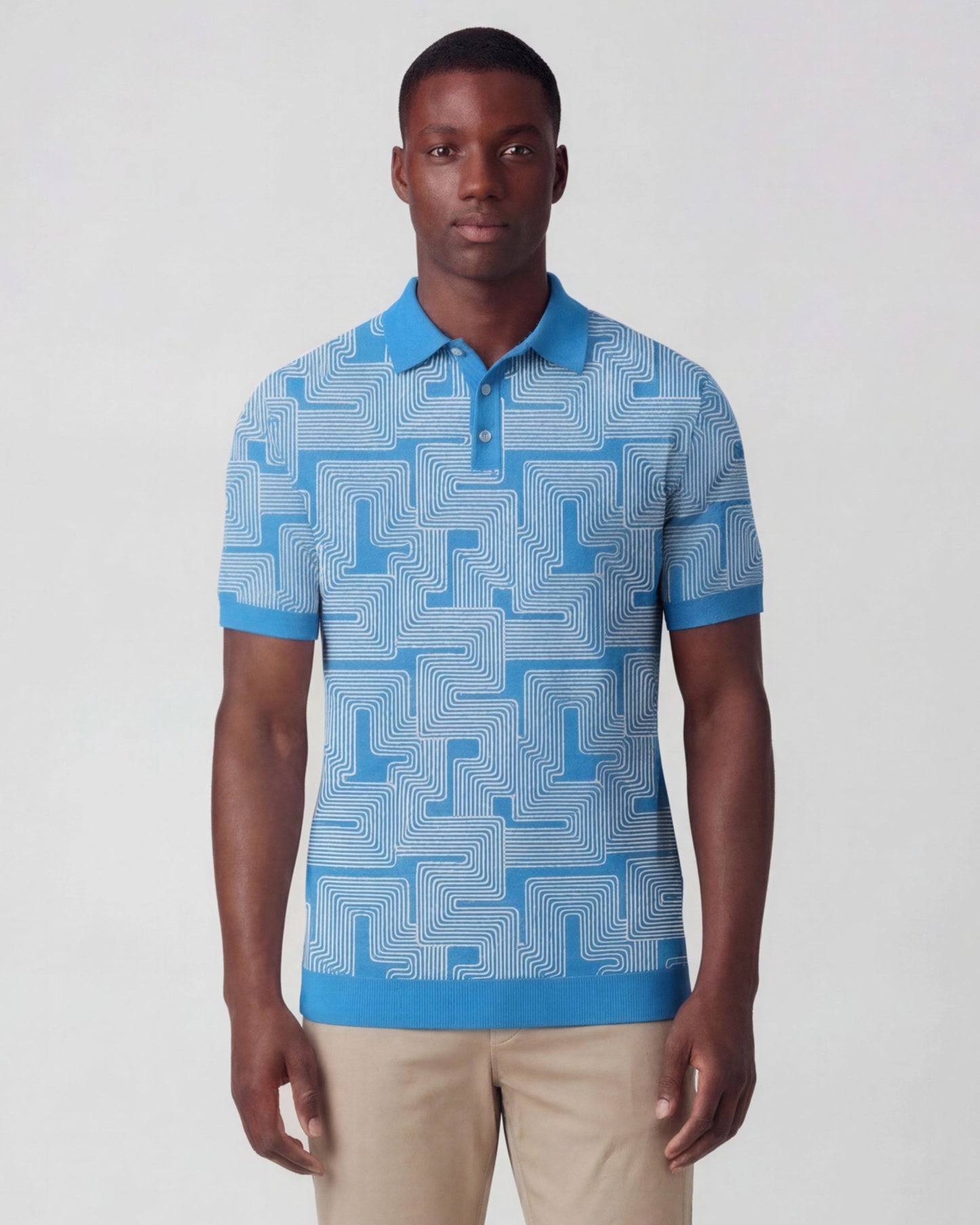 PILGRIM INTER TWINE BLUE MENS MERINO SILK CASHMERE POLO