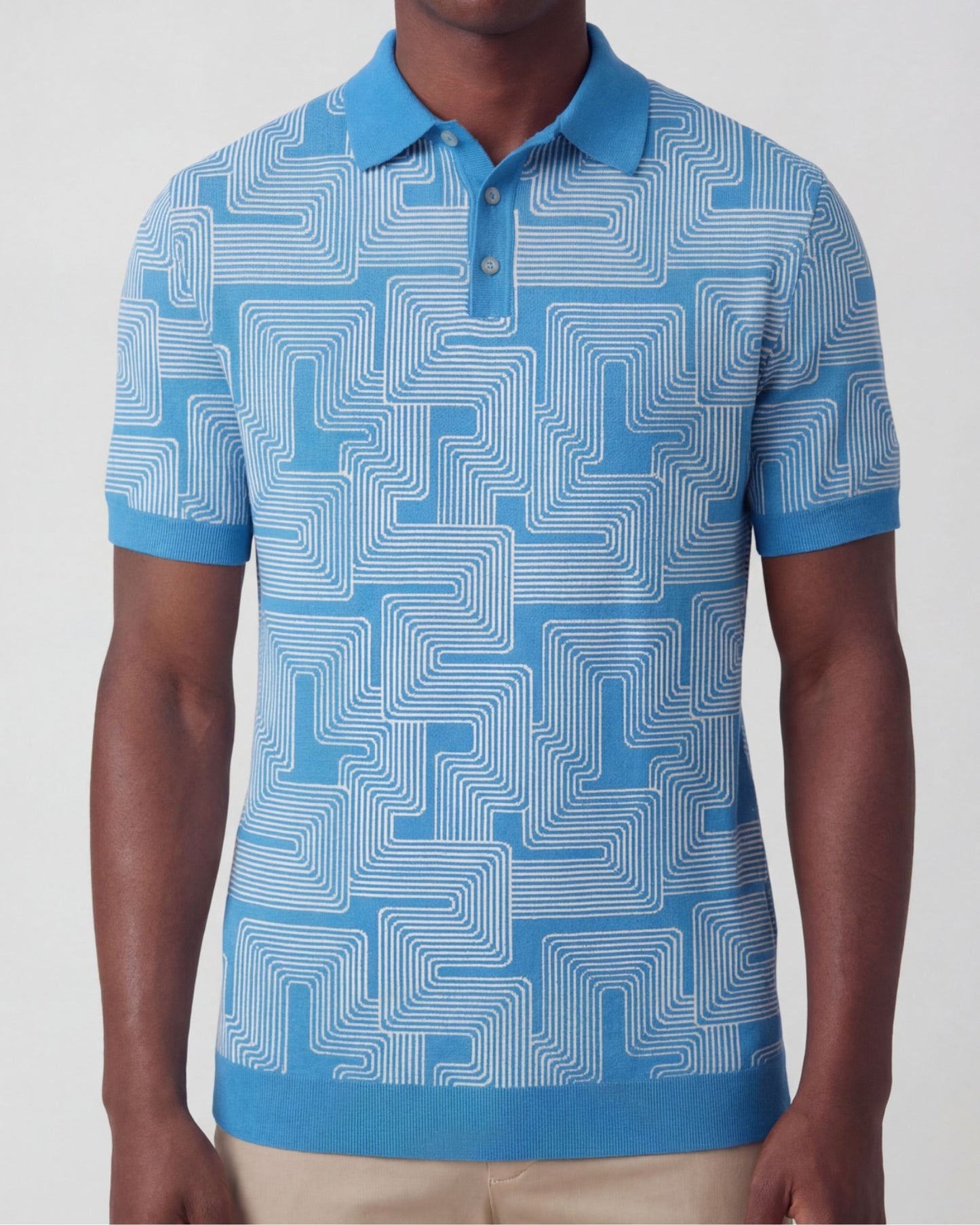 PILGRIM INTER TWINE BLUE MENS MERINO SILK CASHMERE POLO