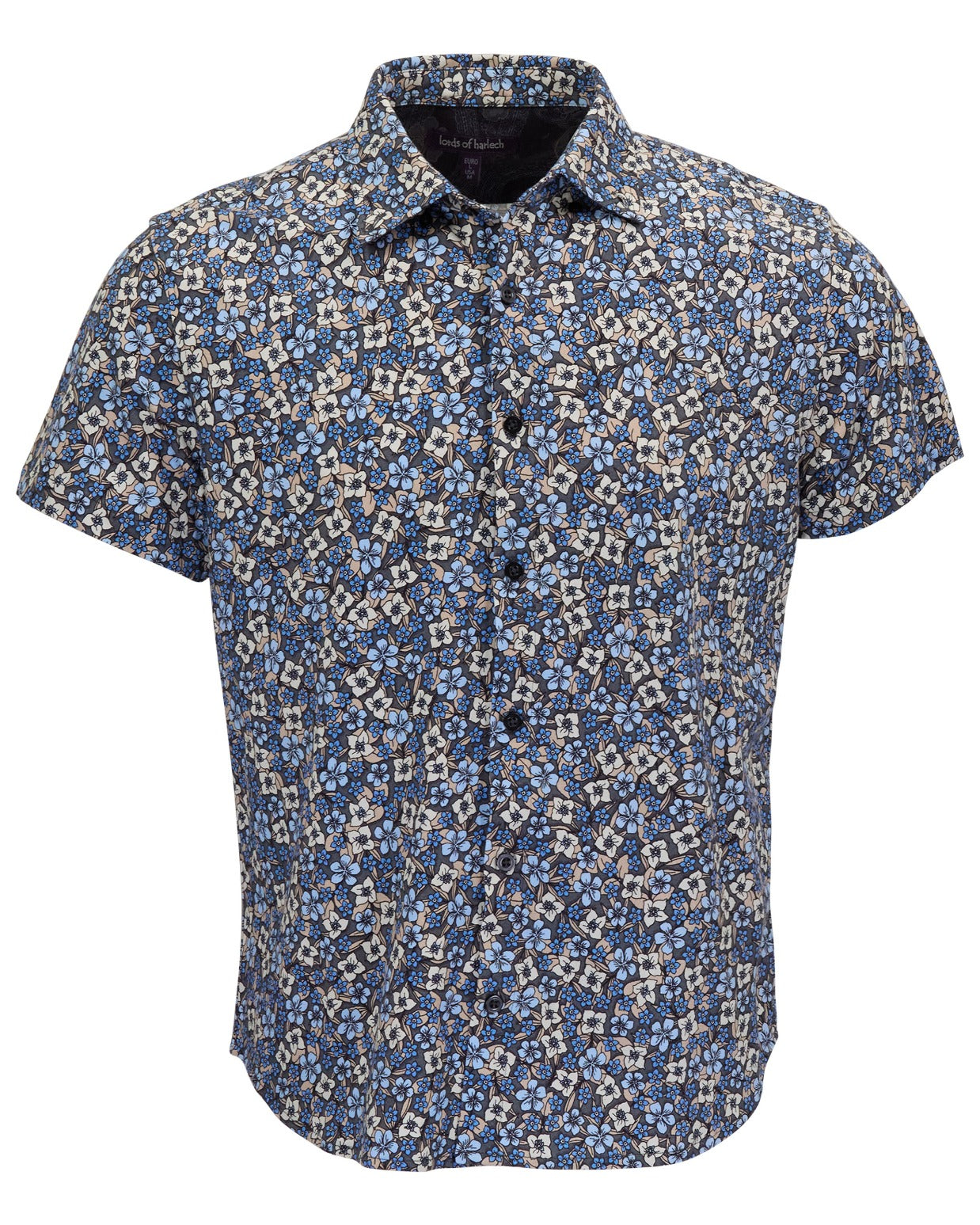 TODD FLORAL FIELD BLACK MENS KNIT SHIRT