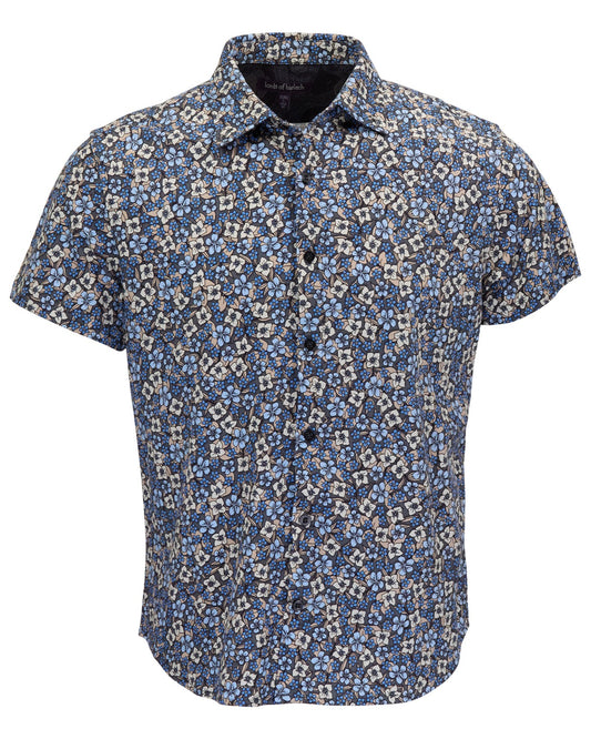 TODD FLORAL FIELD BLACK MENS KNIT SHIRT
