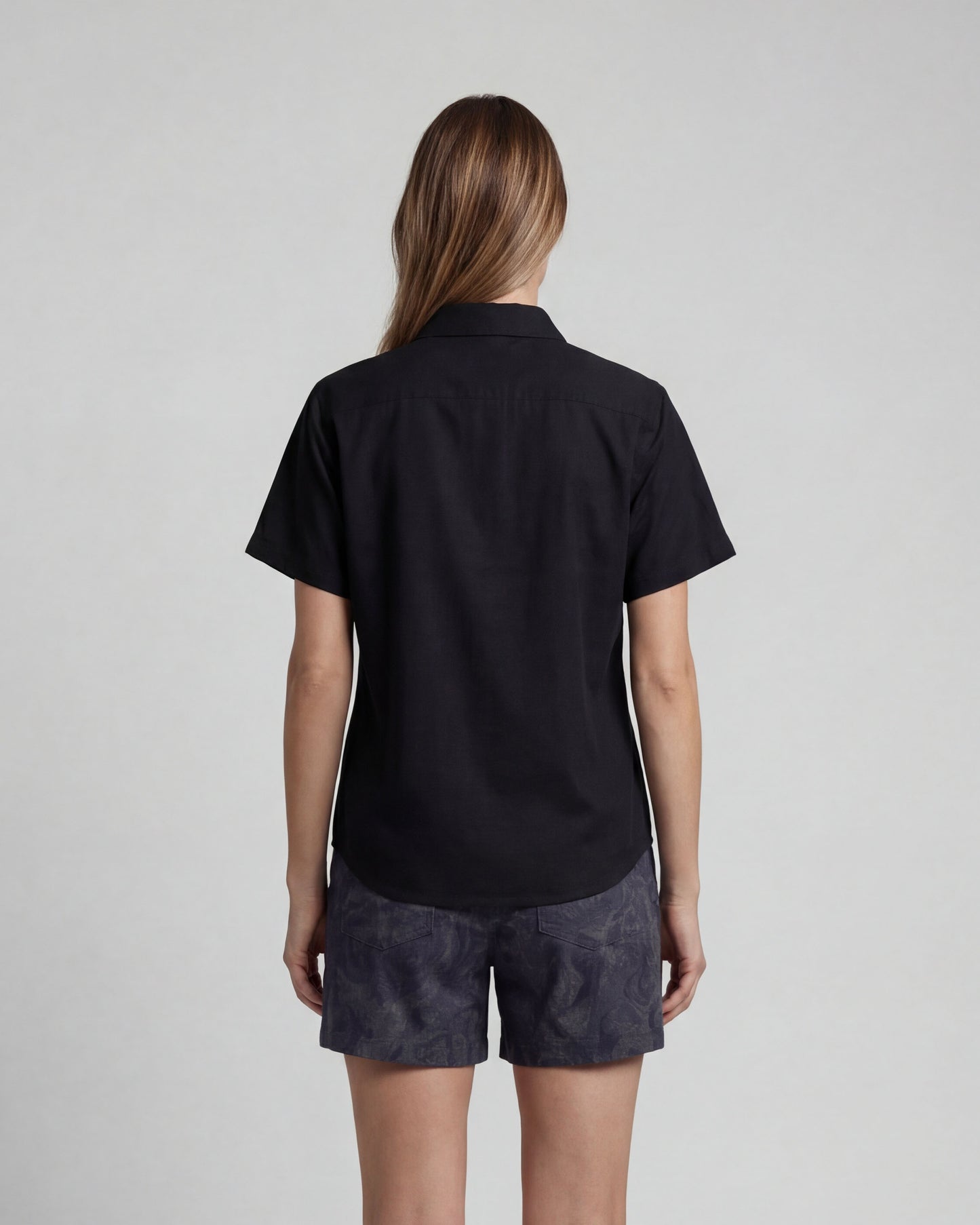 LARA BLACK WOMENS LINEN SHIRT