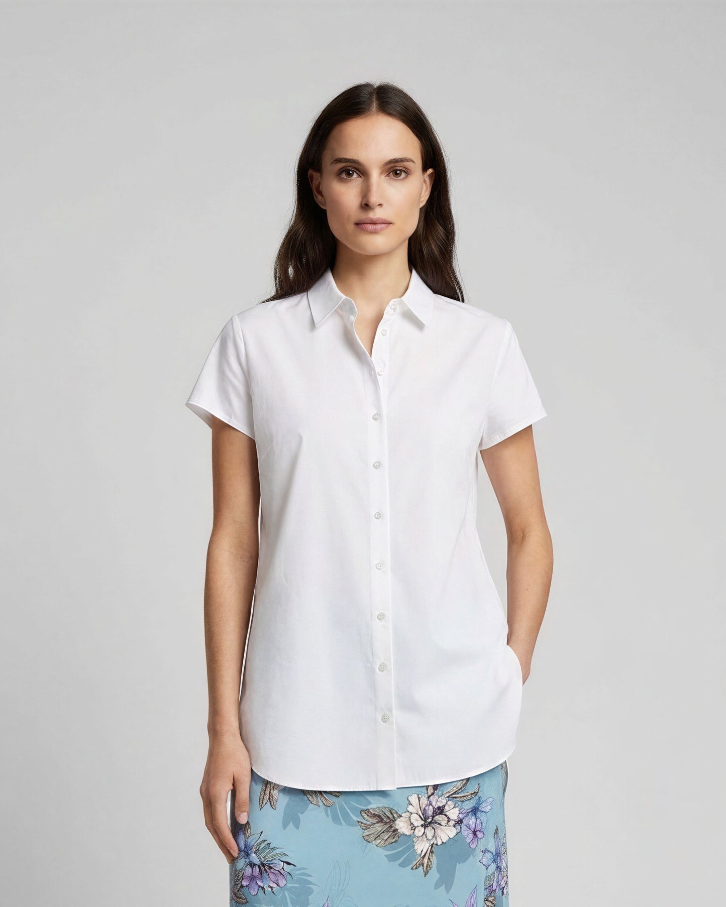 LARA WHITE WOMENS RELAXED LINEN SHIRT