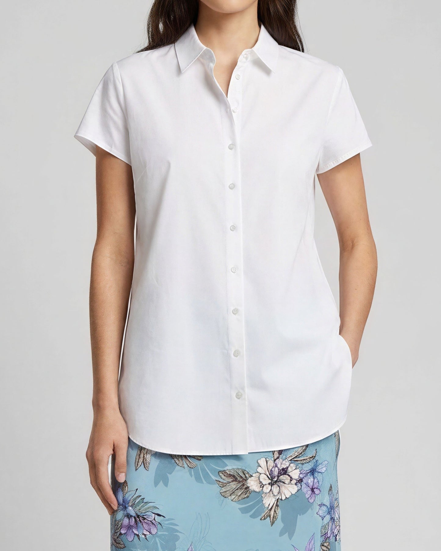 LARA WHITE WOMENS RELAXED LINEN SHIRT