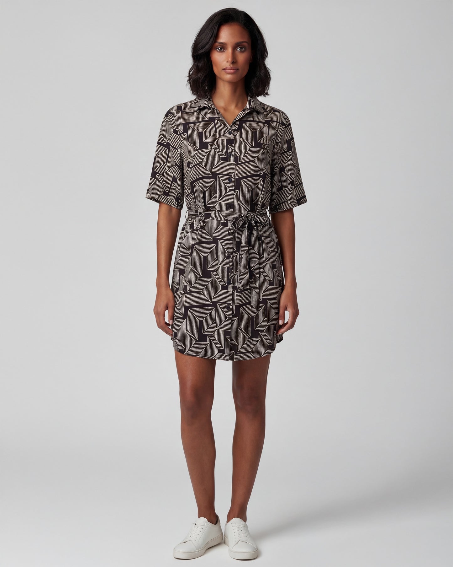 SERENA INTER TWINE BLACK WOMENS WRAP SHIRT DRESS