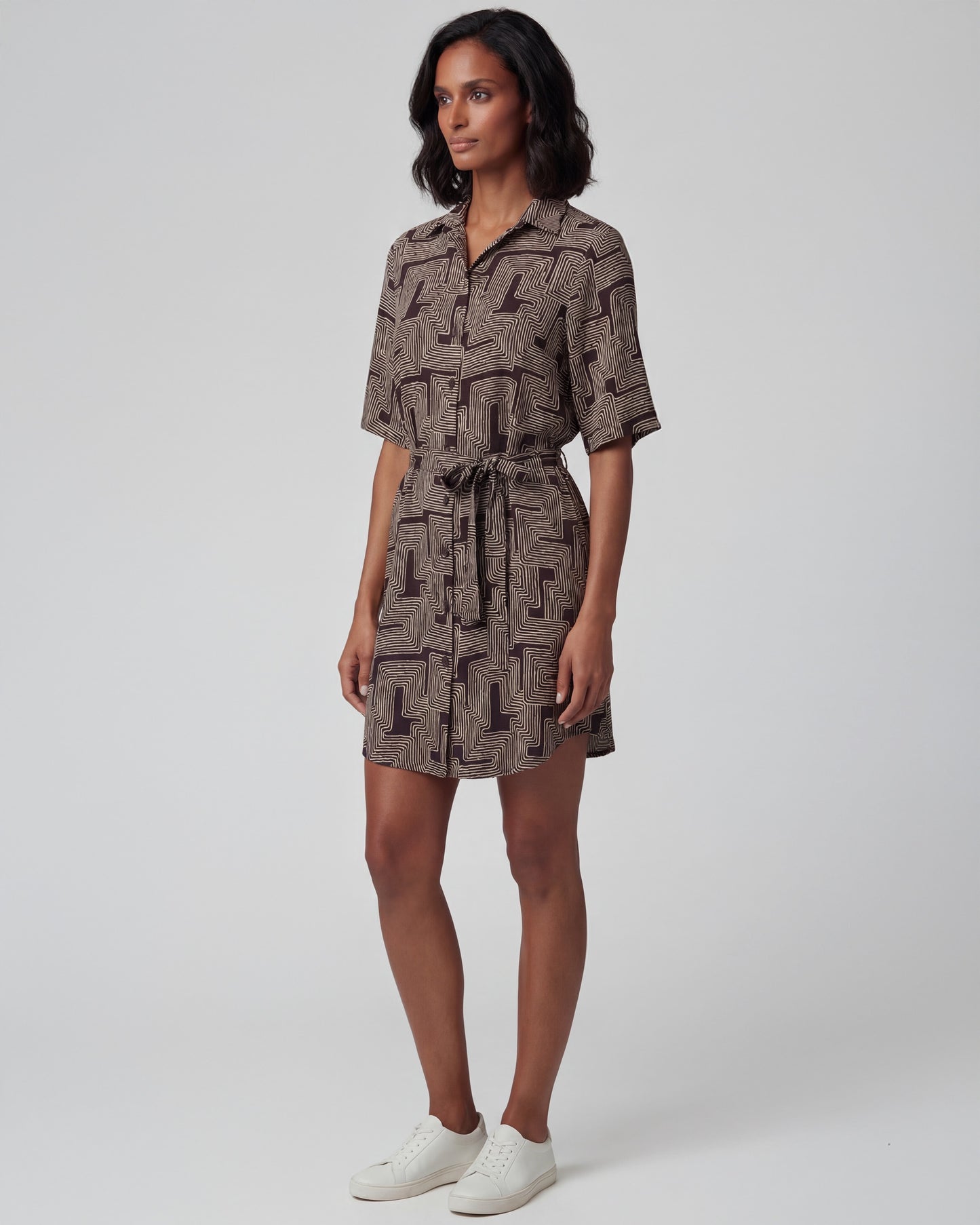 SERENA INTER TWINE BLACK WOMENS WRAP SHIRT DRESS
