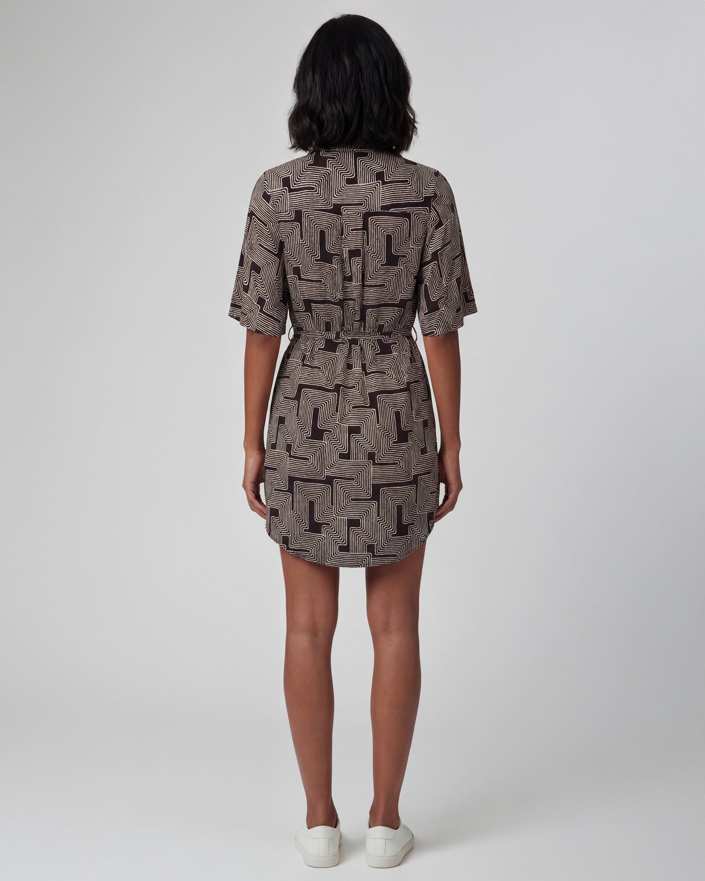SERENA INTER TWINE BLACK WOMENS WRAP SHIRT DRESS