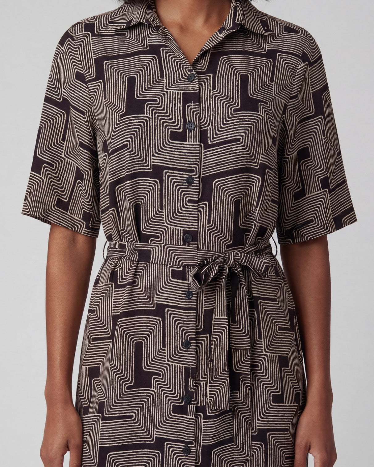 SERENA INTER TWINE BLACK WOMENS WRAP SHIRT DRESS