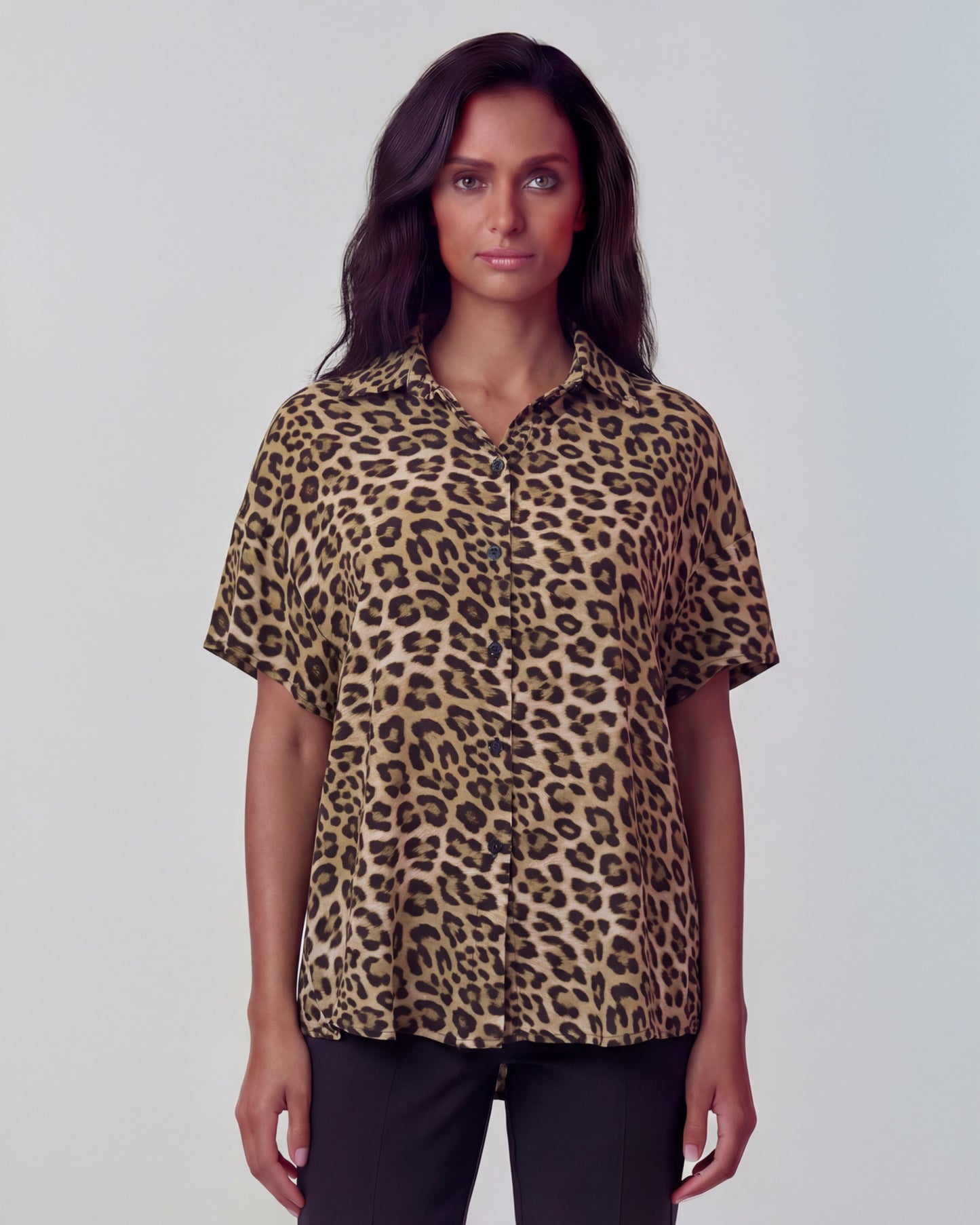 SUZY LEOPARD BROWN WOMENS PRINTED SHIRT