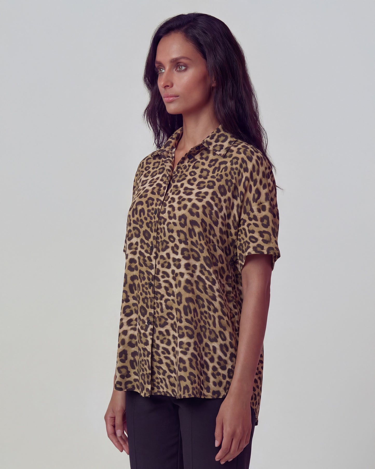 SUZY LEOPARD BROWN WOMENS PRINTED SHIRT