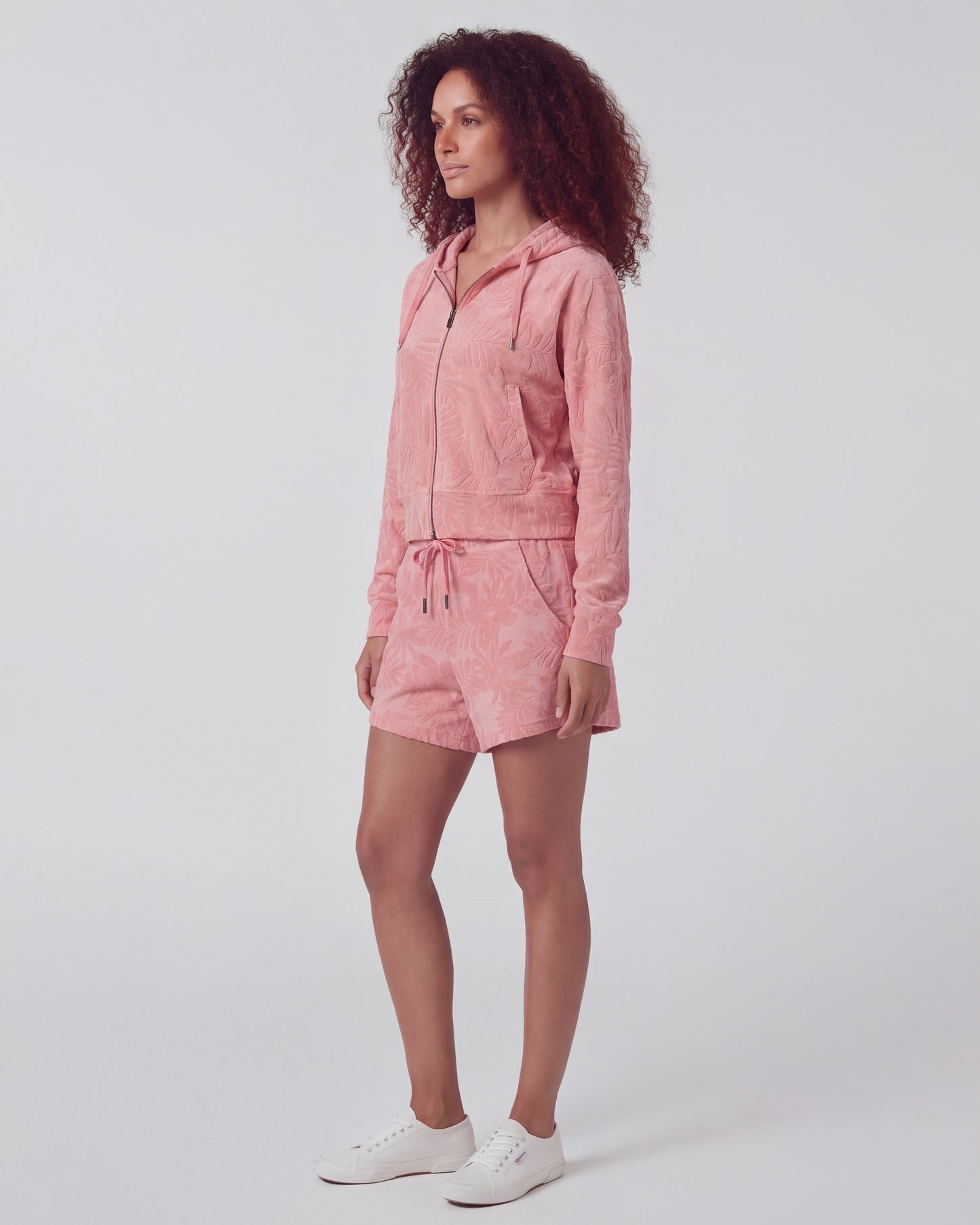 TESS CORAL WOMENS DRAWSTRING TERRY TOWELING SHORT