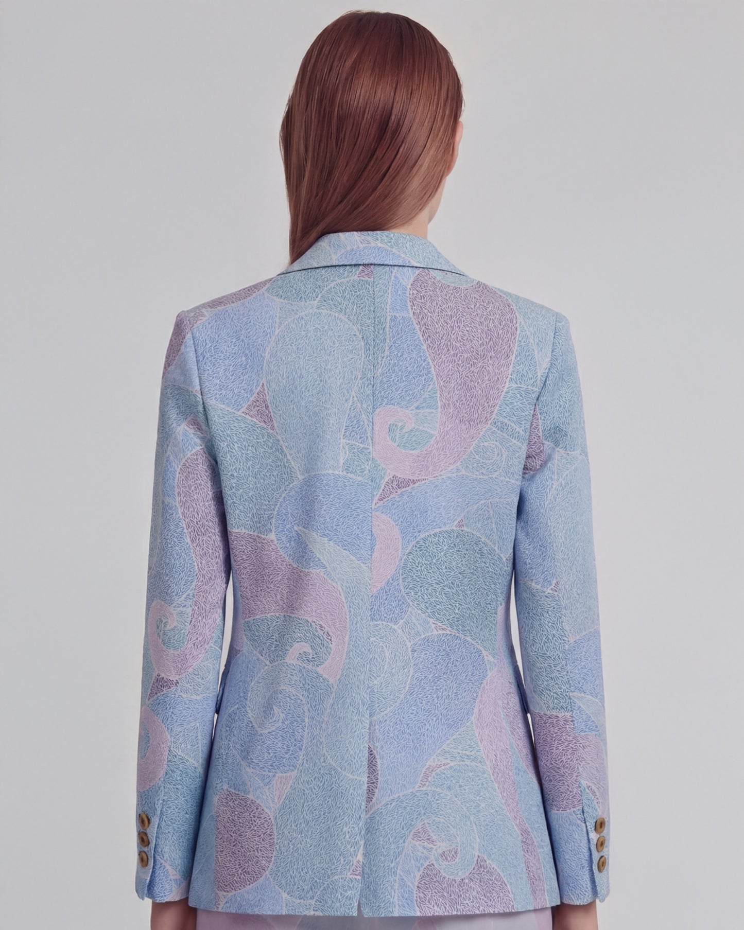 JULIA GRAIN PAISLEY TEAL WOMENS TAILORED BLAZER