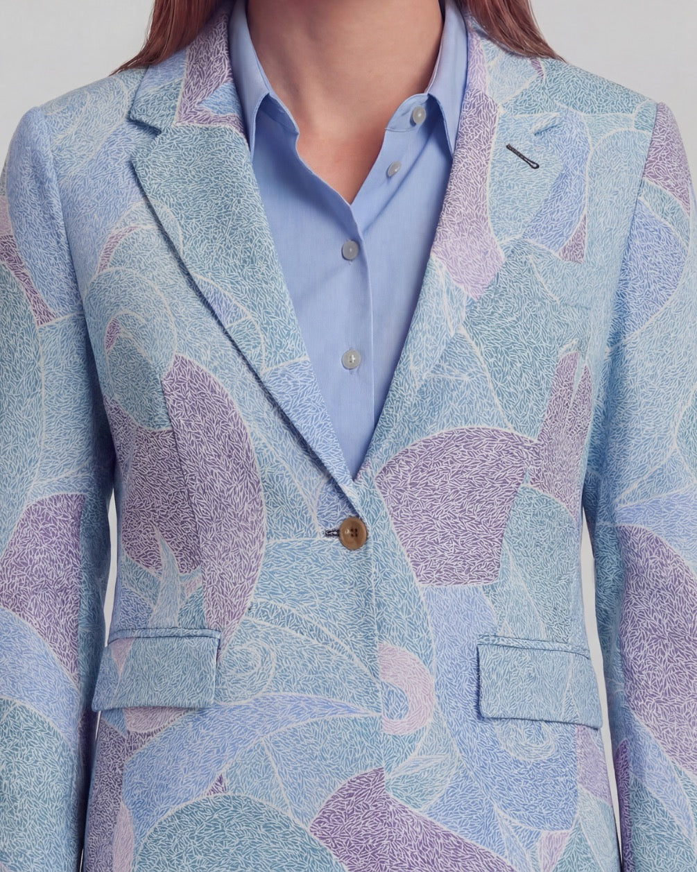 JULIA GRAIN PAISLEY TEAL WOMENS TAILORED BLAZER