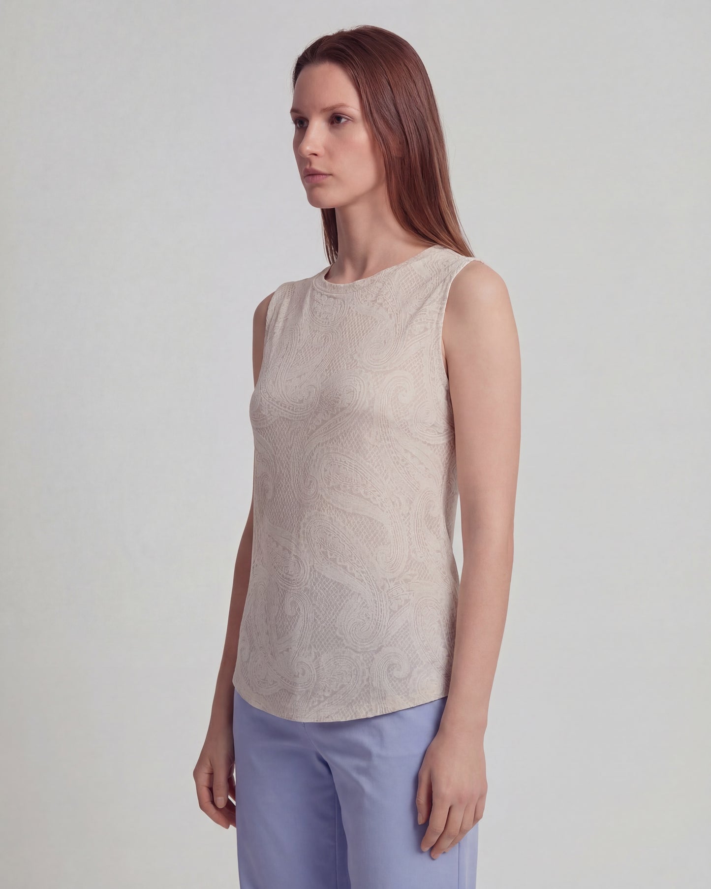 TARA CROCHET IVORY WOMENS MUSCLE TANK