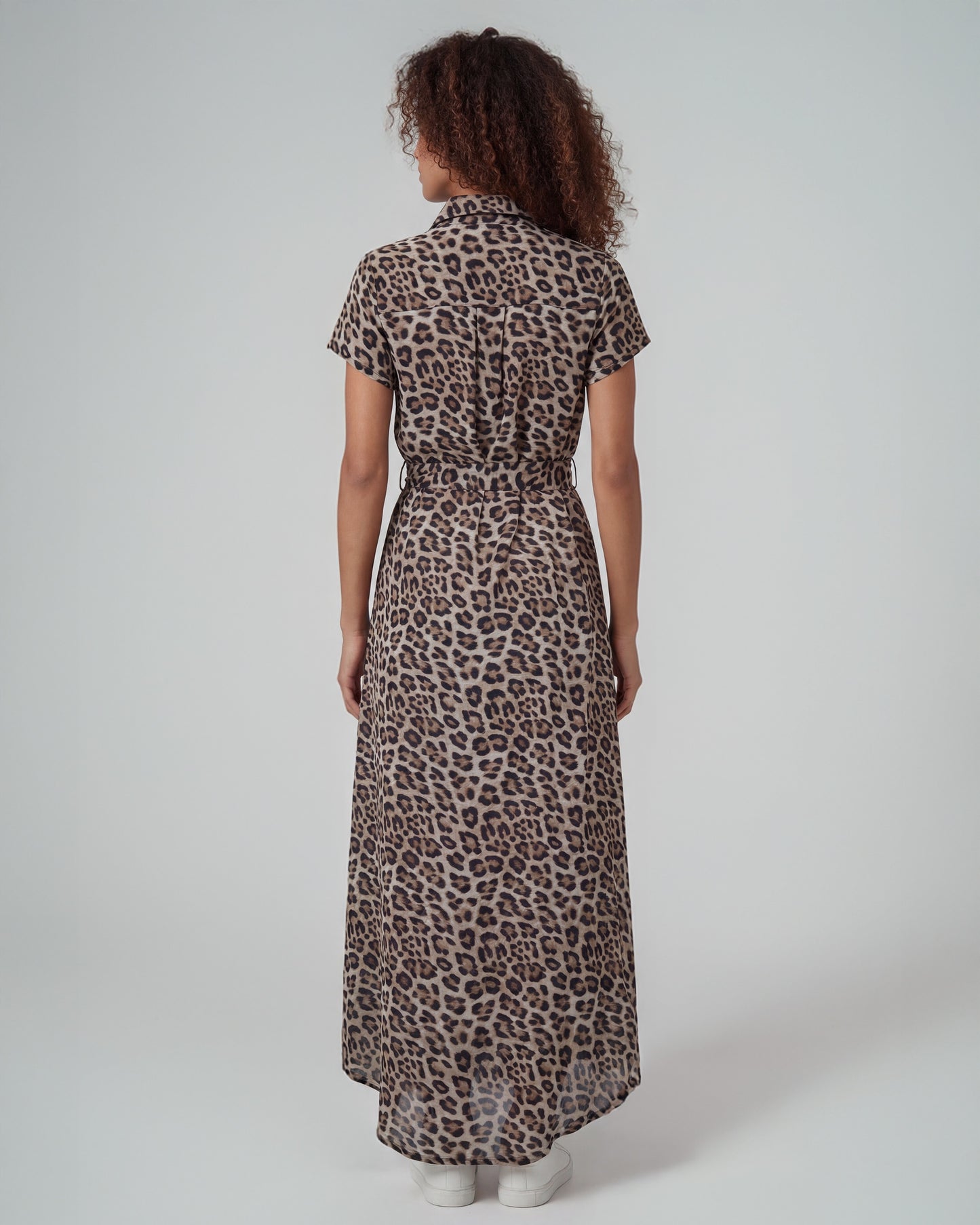 DORINDA LEOPARD BROWN WOMENS SHIRT DRESS