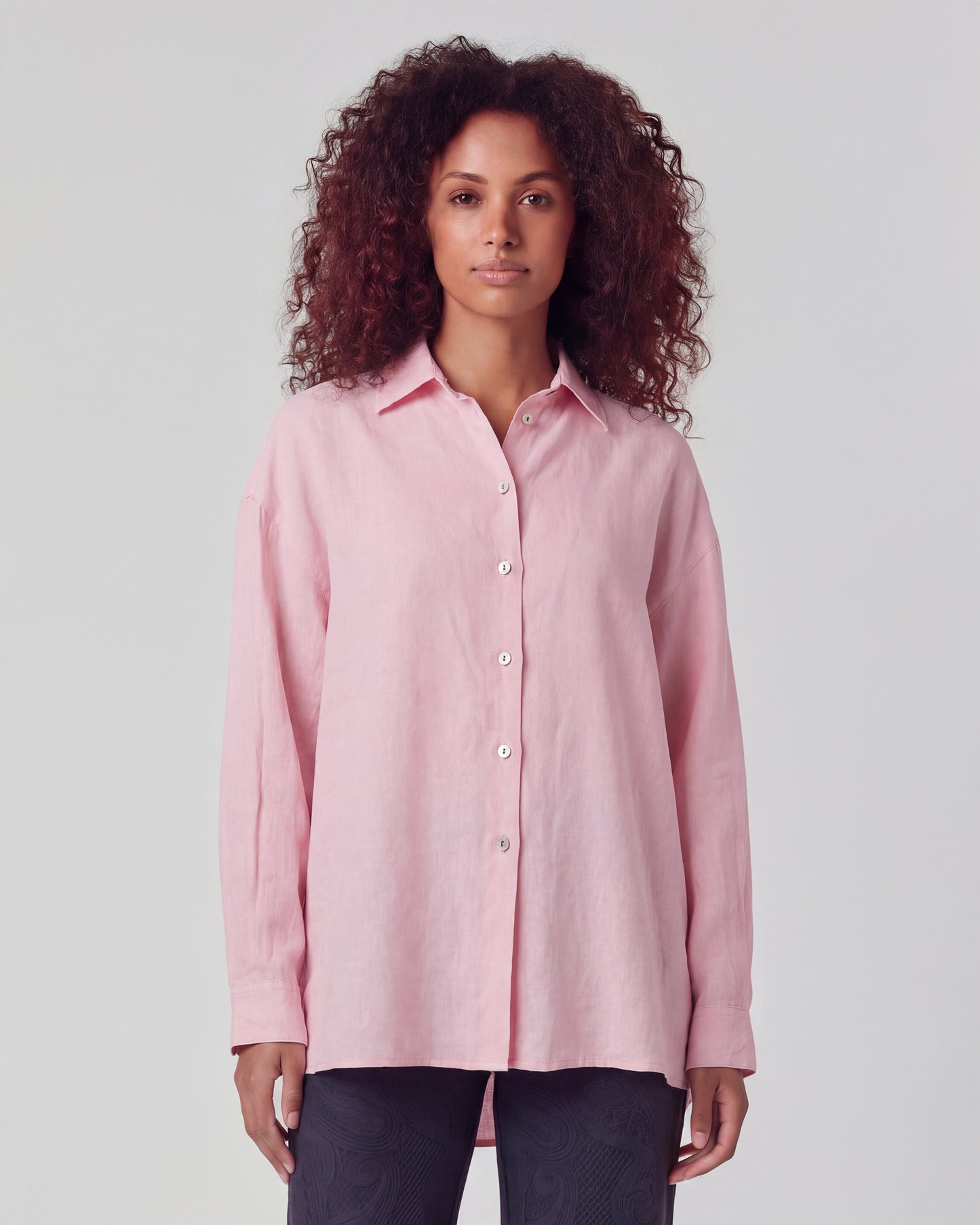 LYDIA FRESH PINK WOMENS LINEN SHIRT