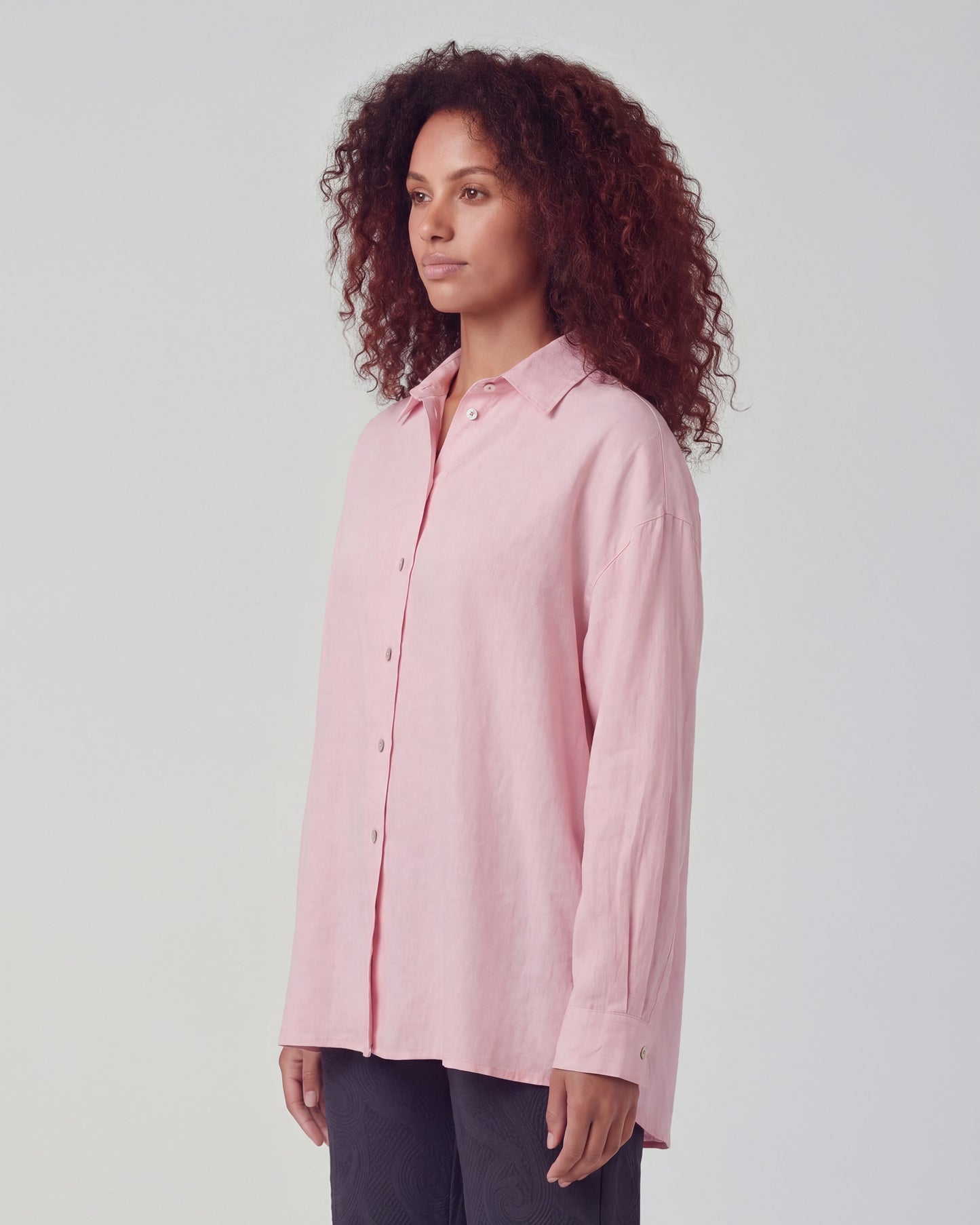 LYDIA FRESH PINK WOMENS LINEN SHIRT