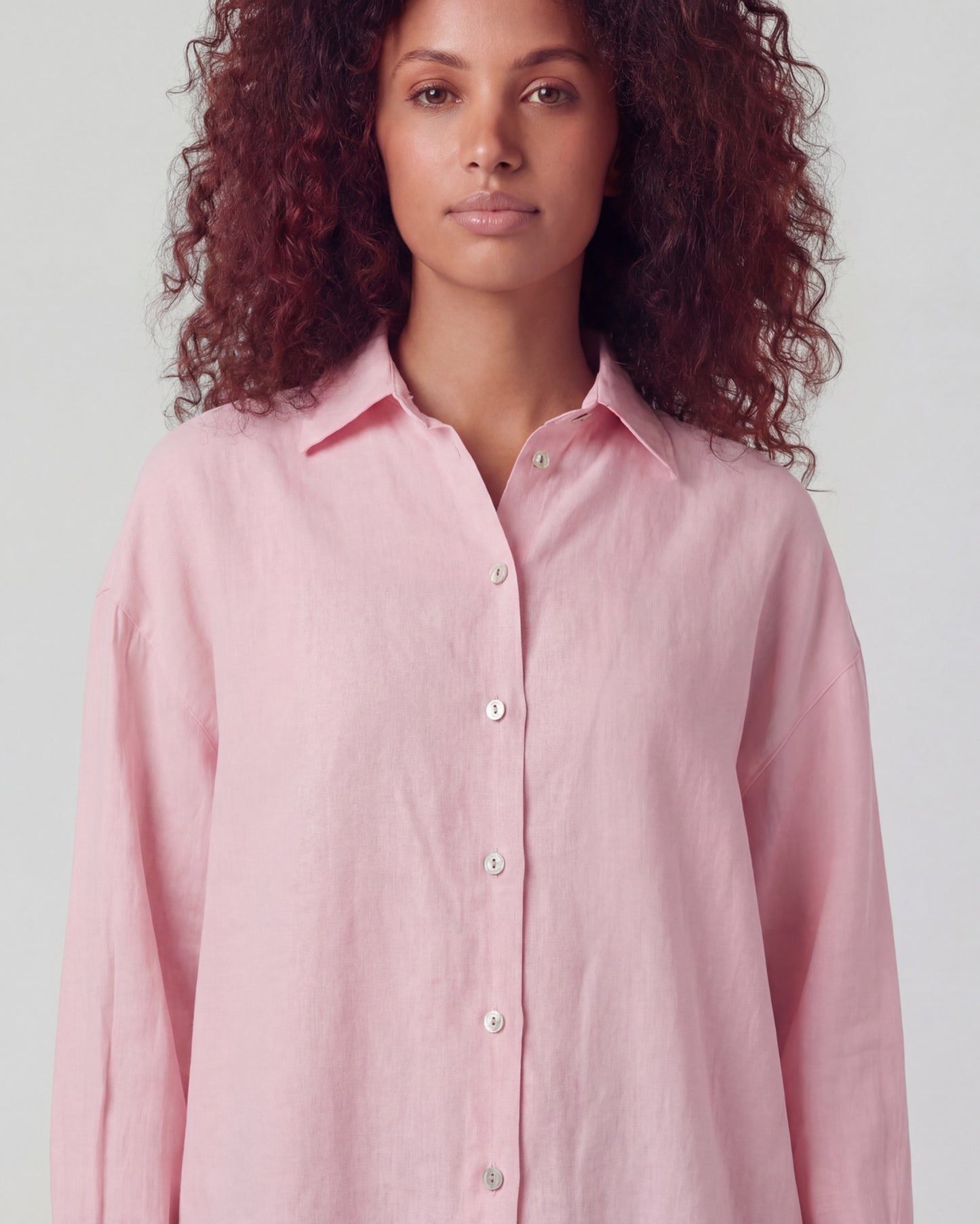 LYDIA FRESH PINK WOMENS LINEN SHIRT