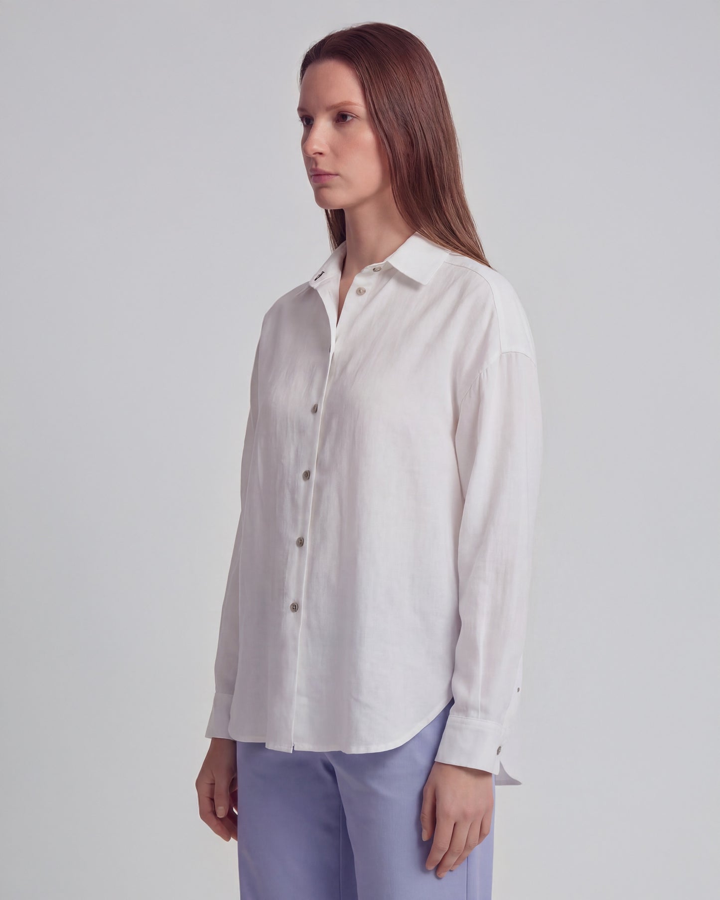 LYDIA CROCHET WHITE WOMENS RELAXED LINEN SHIRT