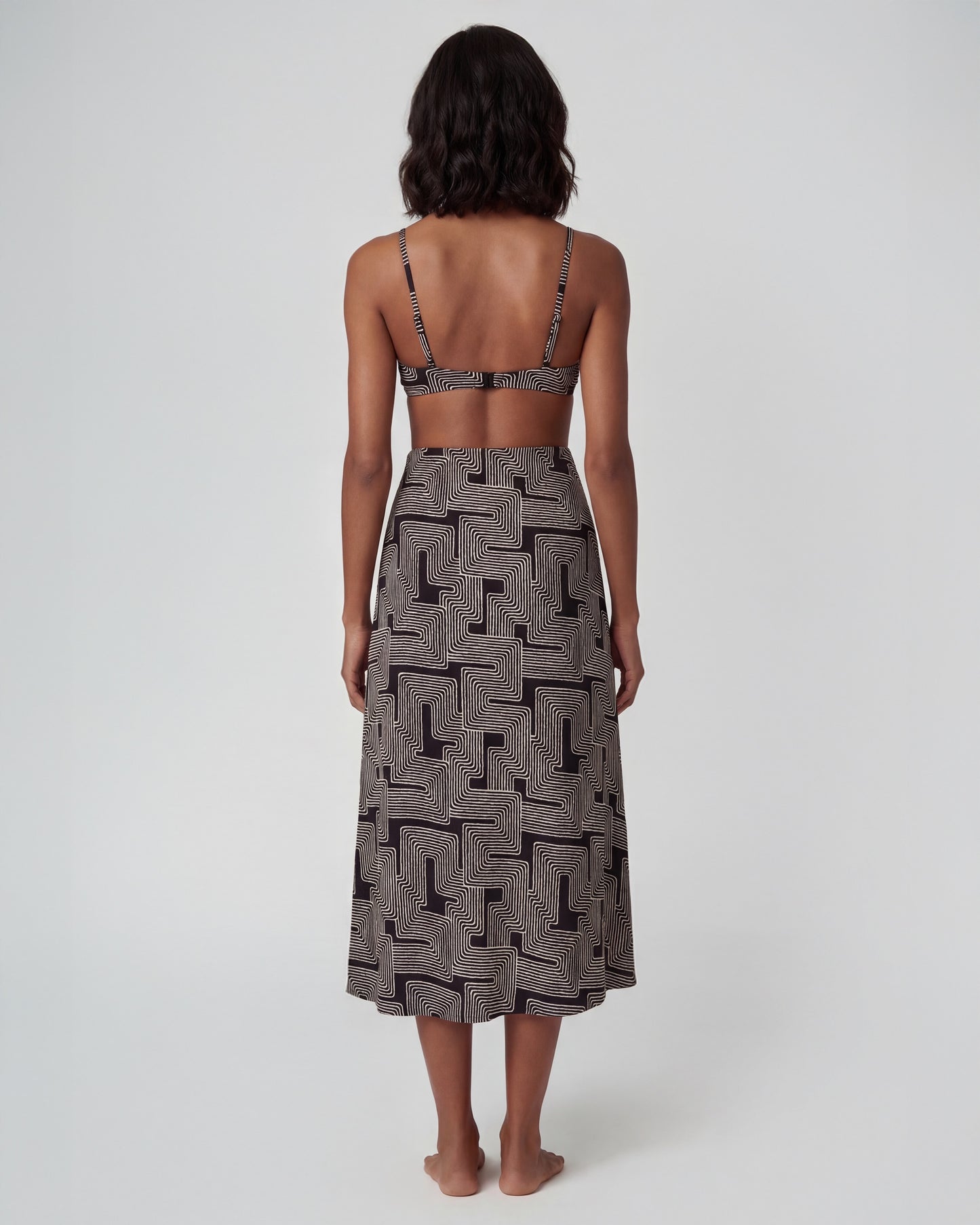 SIENNA INTER TWINE BLACK WOMENS MIDI SKIRT
