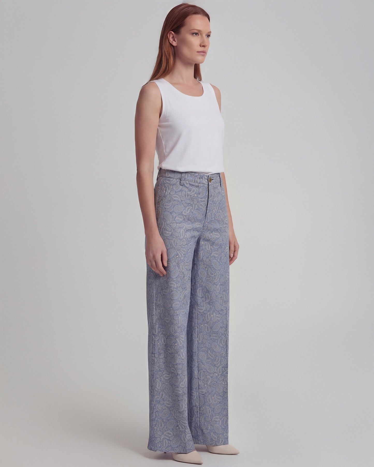 PHILLIS PAISLEY PILE NATURAL WOMENS WIDE-LEG PANT