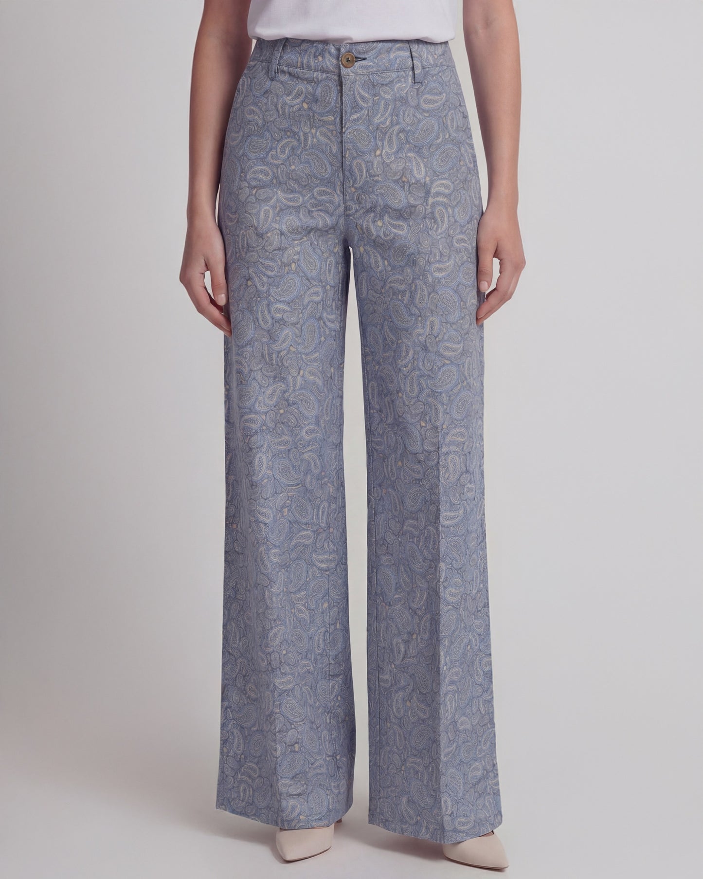 PHILLIS PAISLEY PILE NATURAL WOMENS WIDE-LEG PANT