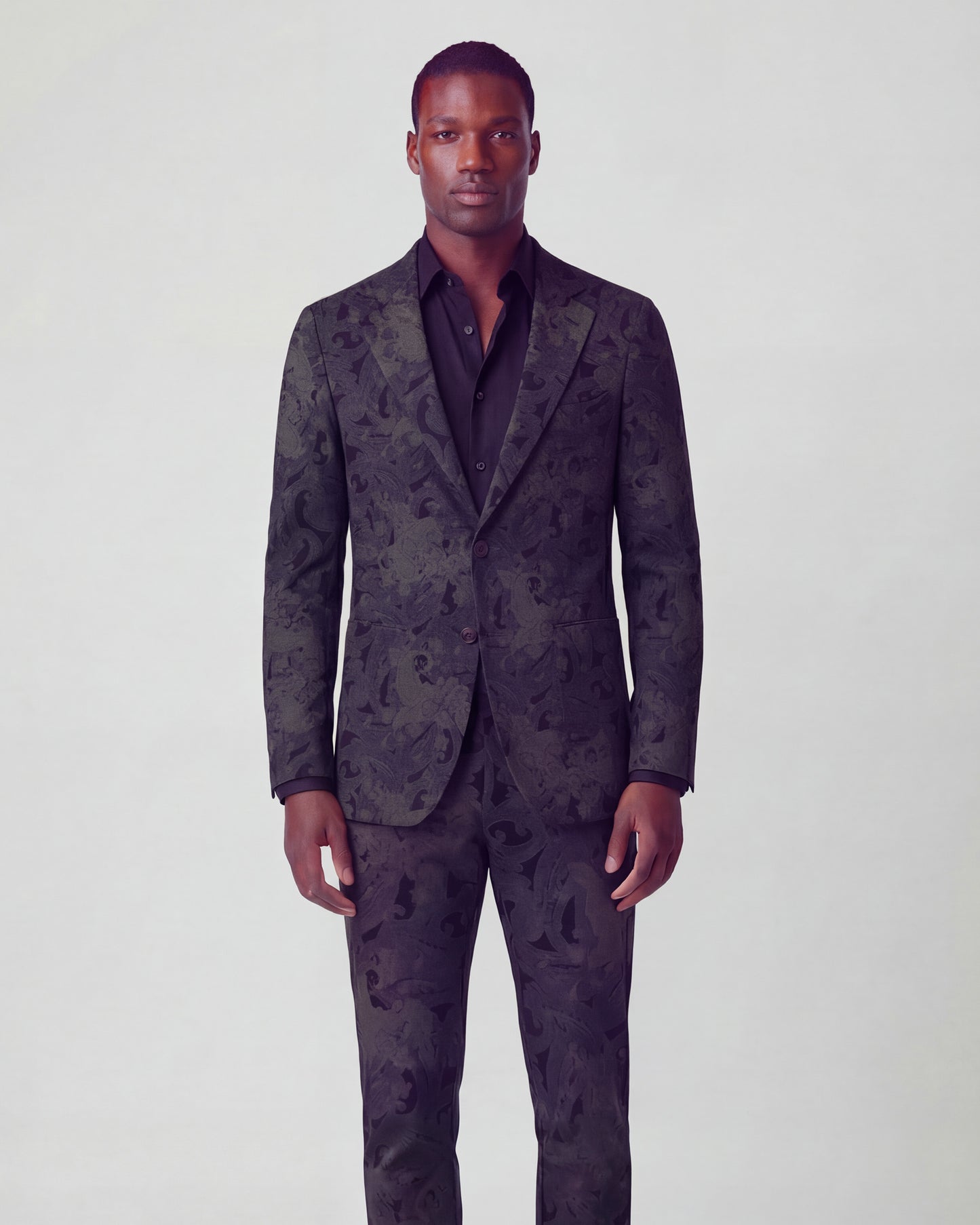 HADRIAN PAISLEY EXPLOSION BLACK MENS TAILORED BLAZER