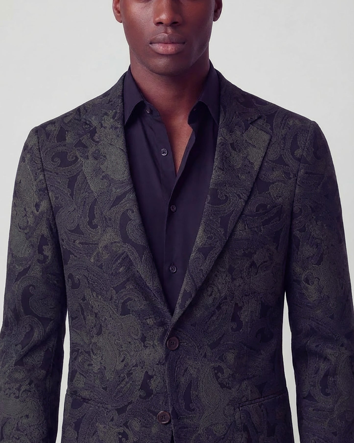 HADRIAN PAISLEY EXPLOSION BLACK MENS TAILORED BLAZER
