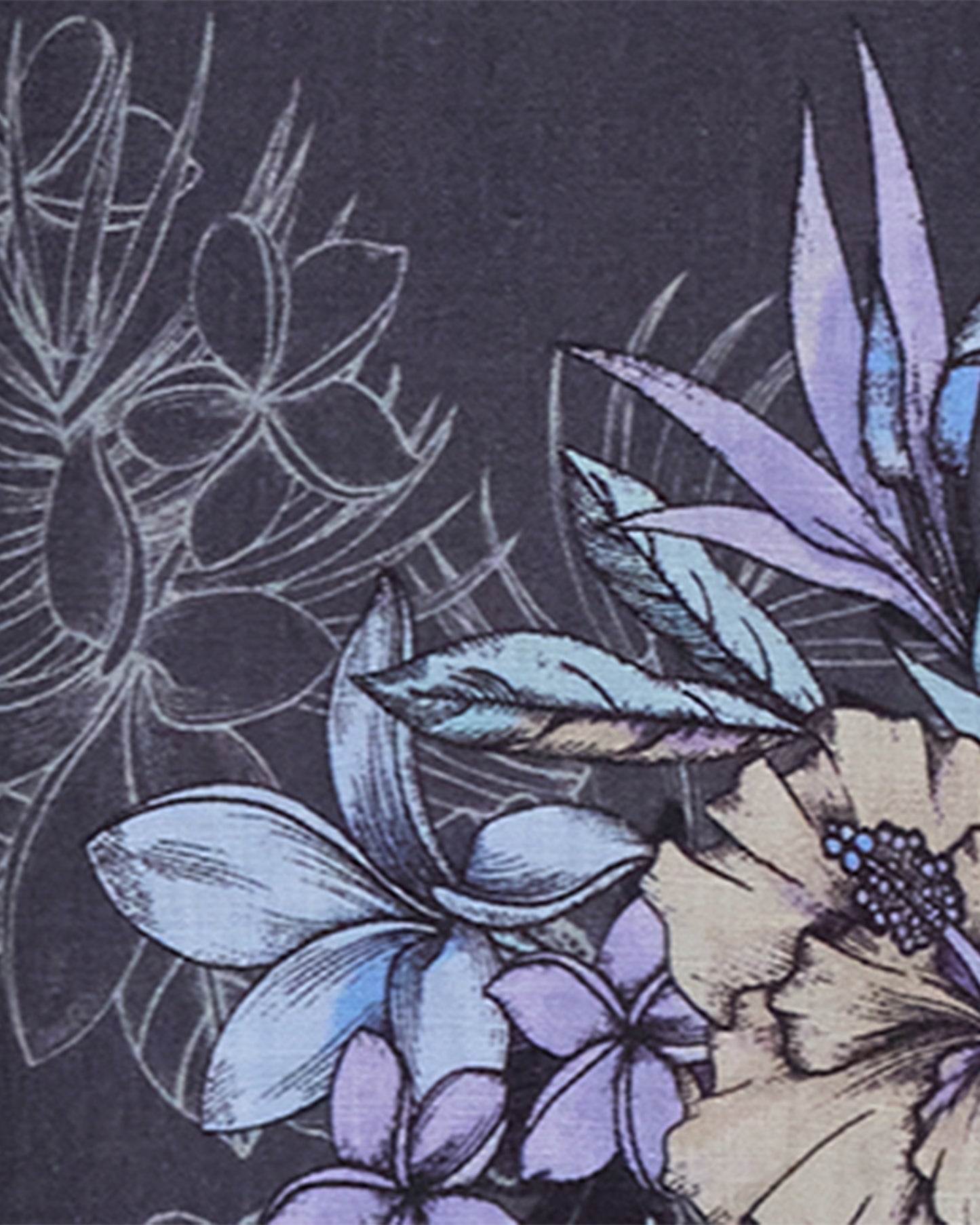 LARA EXOTIC FLORAL BLACK WOMEN'S RELAXED LINEN SHIRT