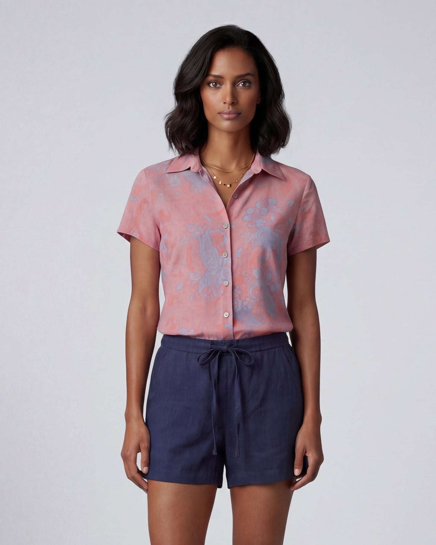 SHELLEY PAISLEY EXPLOSION CORAL WOMENS PRINTED SHIRT