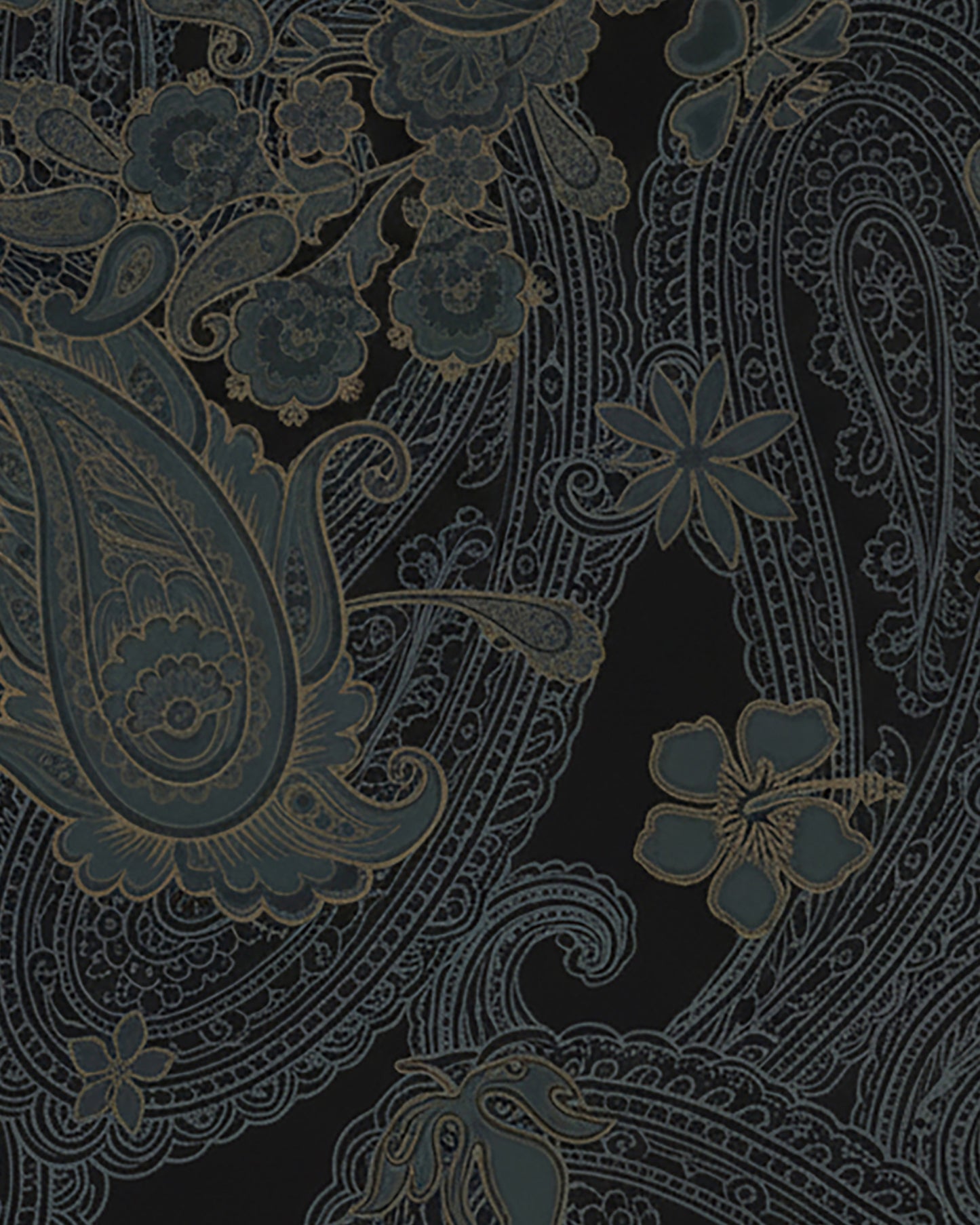 VICTORIA PAISLEY EXPLOSION BLACK WOMENS V-NECK PRINTED TOP