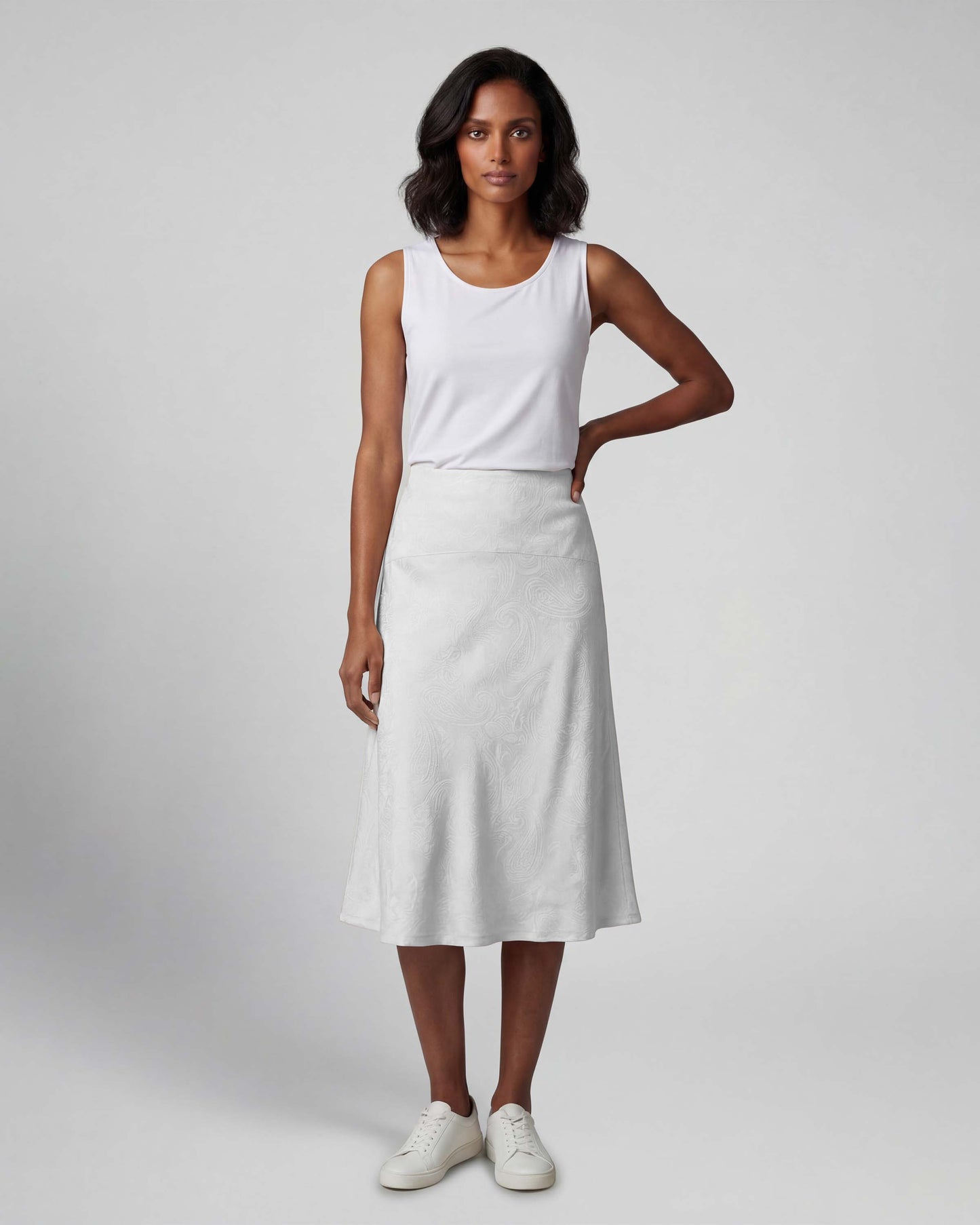 MARNI PAISLEY EXPLOSION IVORY WOMENS MIDI SKIRT