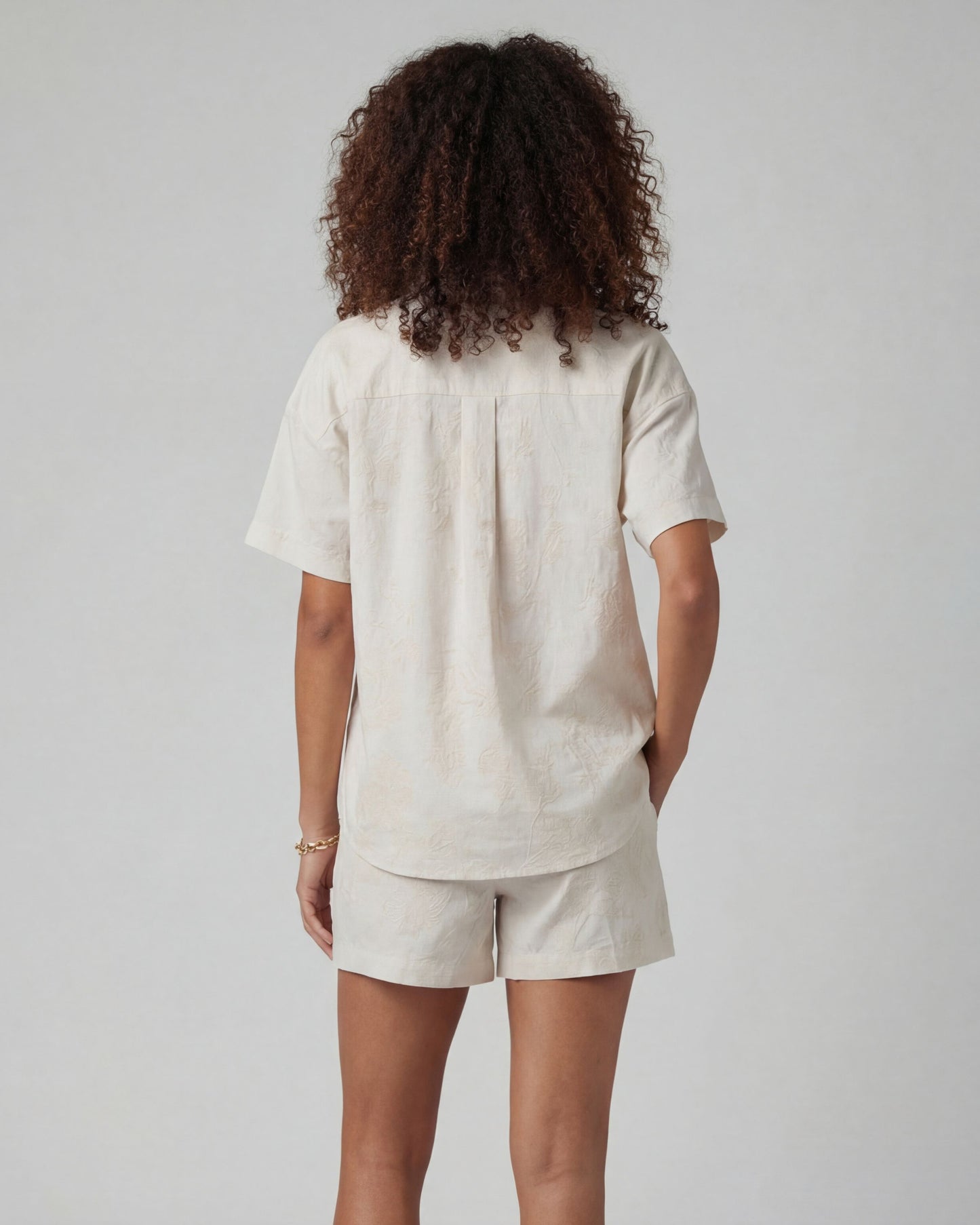 LARA PAISLEY EXPLOSION IVORY WOMENS LINEN PRINTED SHIRT