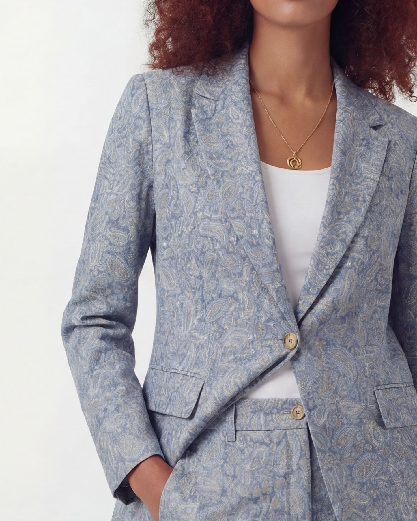 JANE PAISLEY PILE NATURAL WOMENS TAILORED BLAZER
