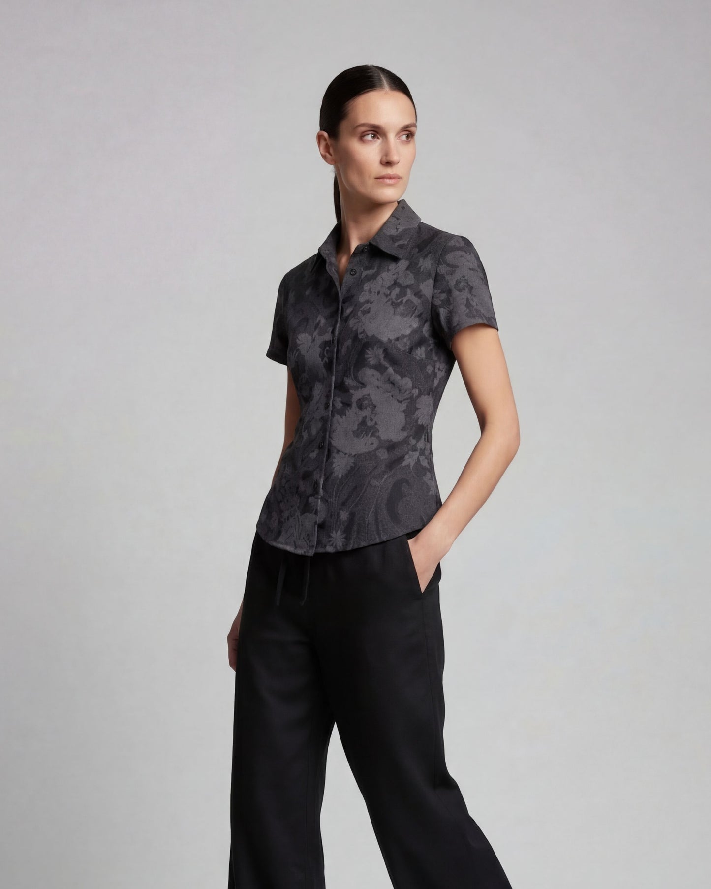 SHELLEY PAISLEY EXPLOSION BLACK WOMENS PRINTED SHIRT