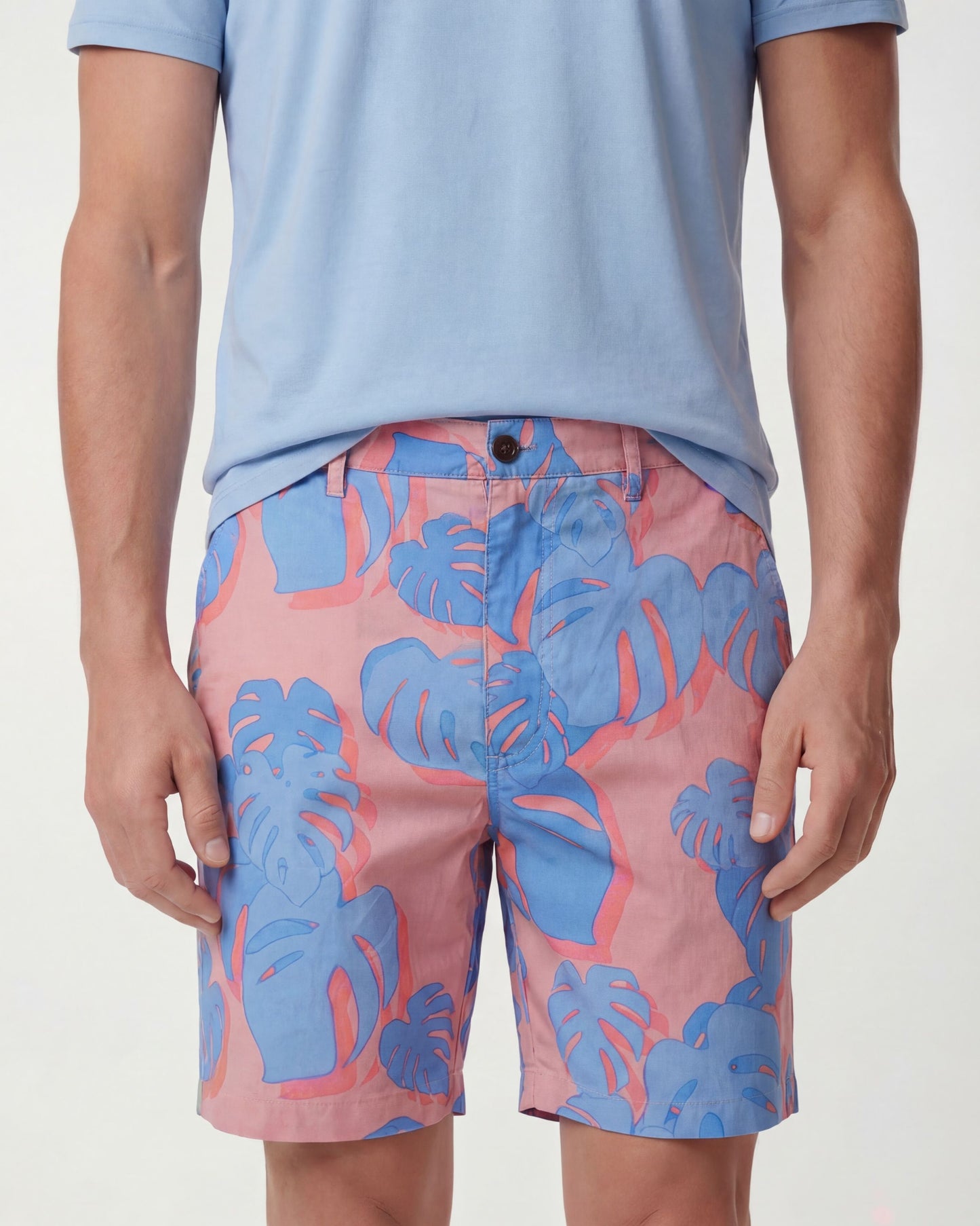 EDWARD MONSTERA FLORAL CORAL MENS FLAT FRONT SHORT